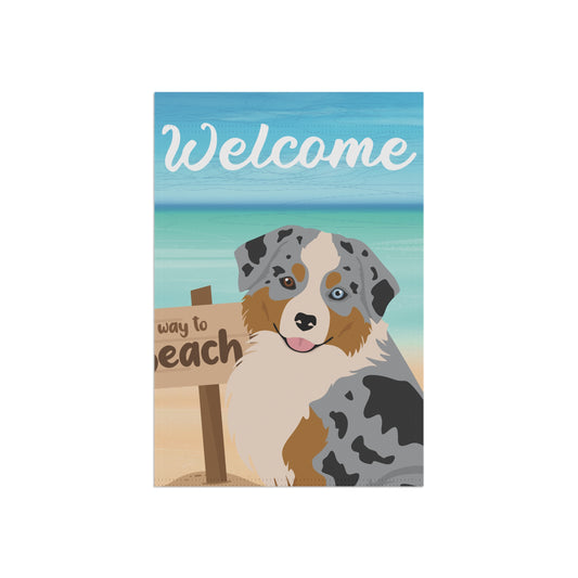 Miniature American Shepherd Dog Garden Flag