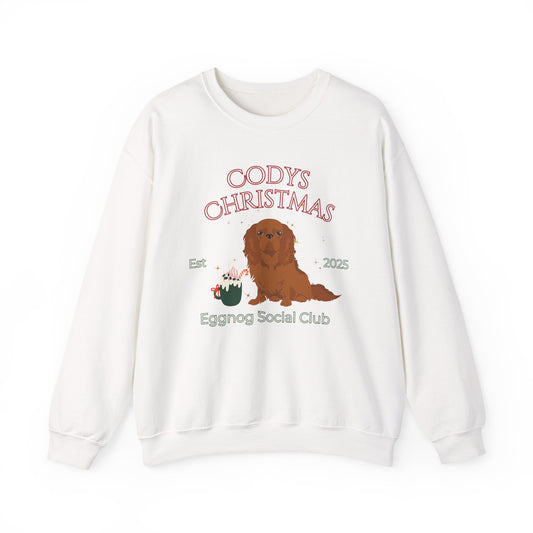 English Toy Spaniel Dog Christmas Social Club Unisex Heavy Blend Crewneck Sweatshirt Custom Name