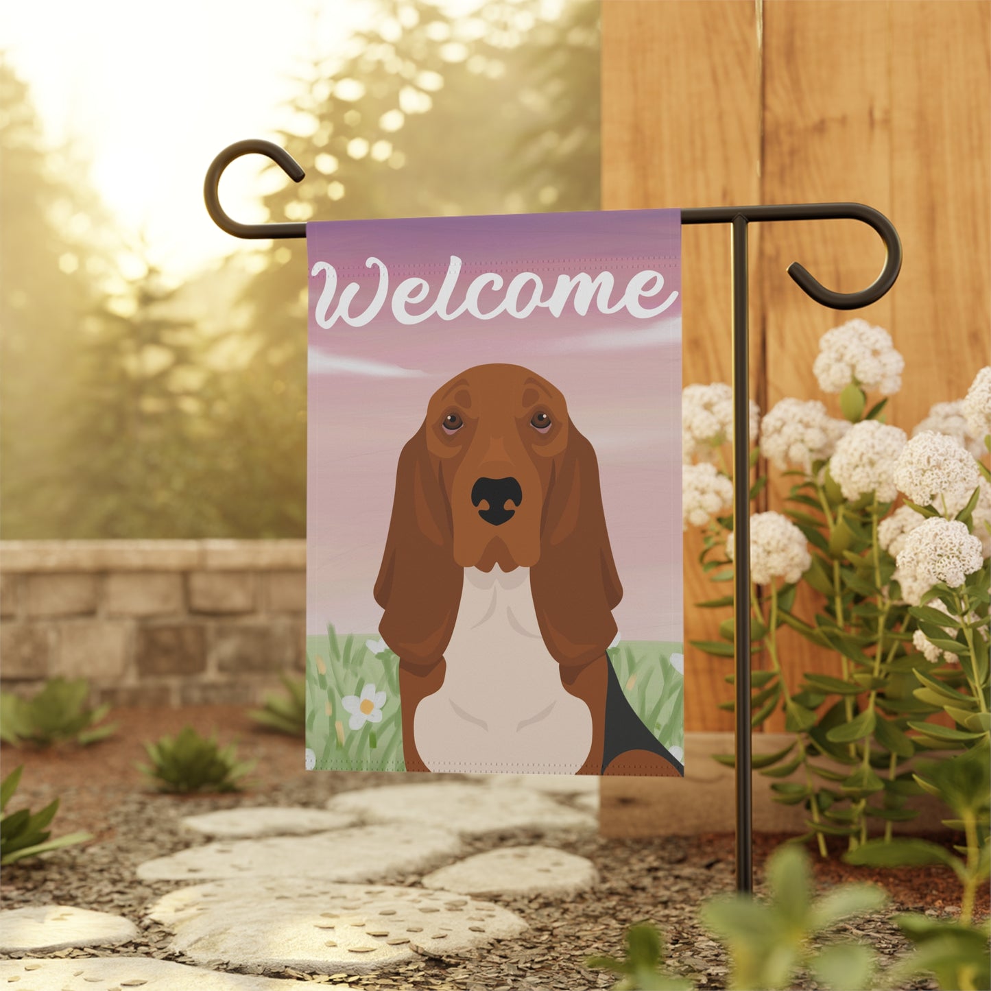 Basset Hound Dog Welcome Garden Flag
