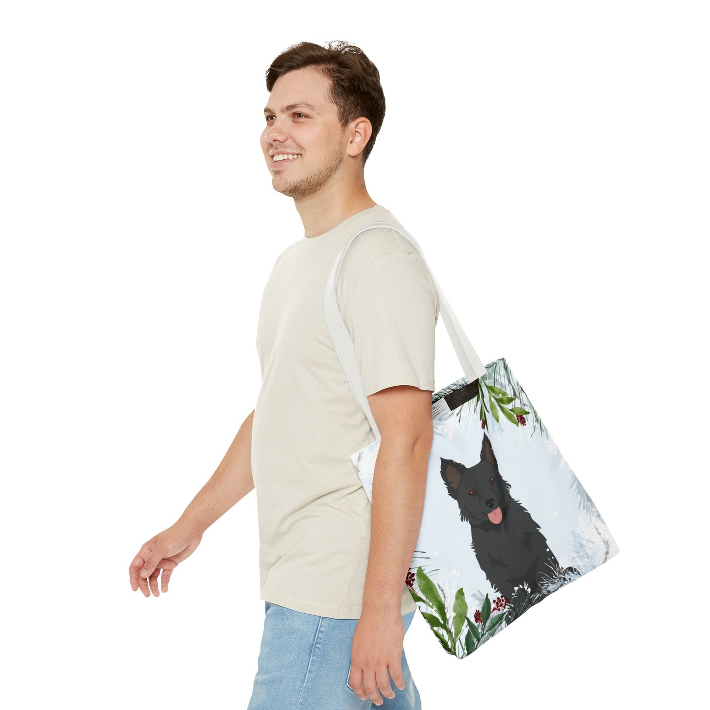 Mudi Dog Christmas Holiday Tote Bag 16x16