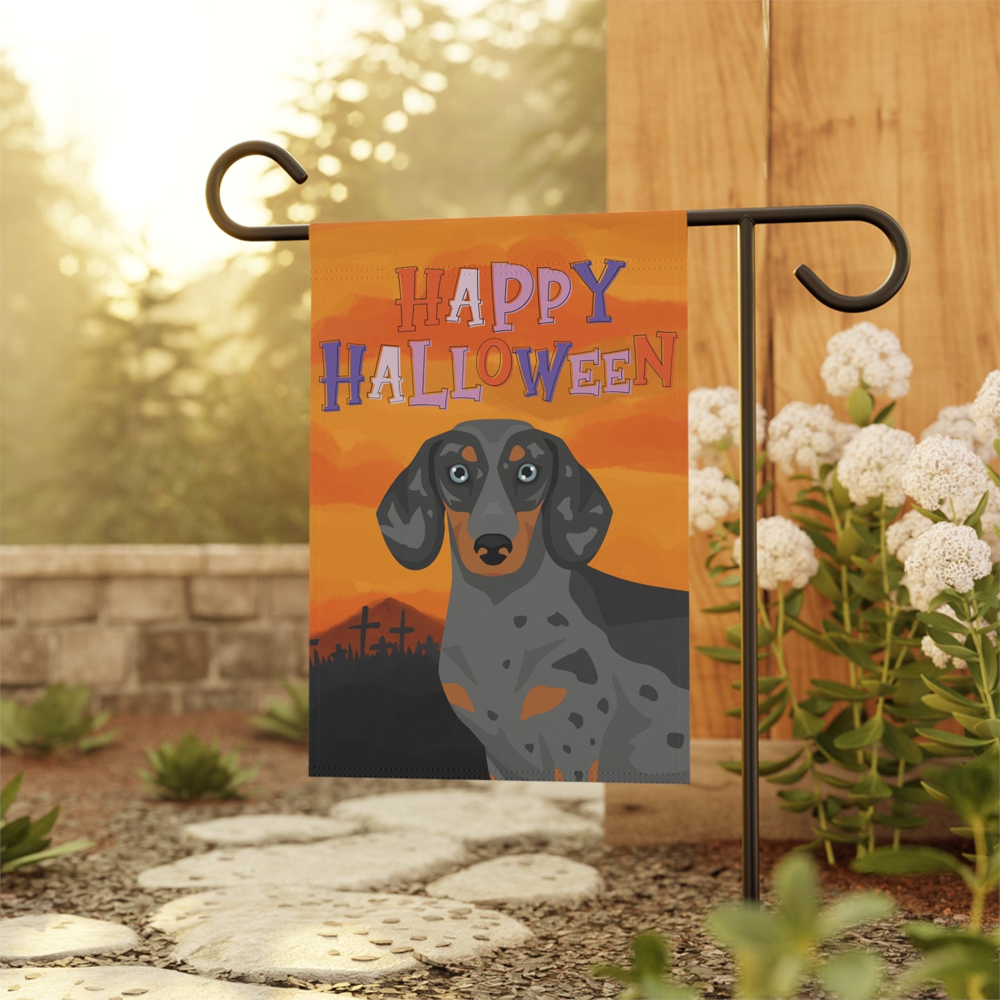 Dachshund Dog Halloween Garden Flag