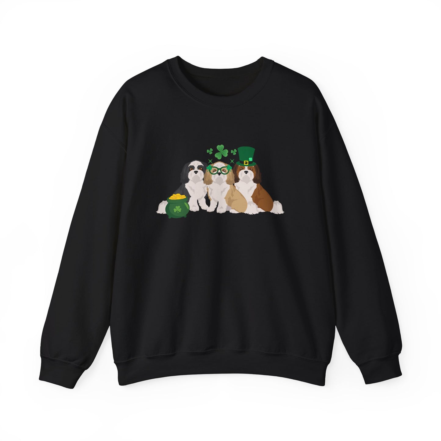 Shih Tzu Dog St Patricks Day Unisex Heavy Blend Crewneck Sweatshirt, St Pattys day, Cute Dog Mom Gift