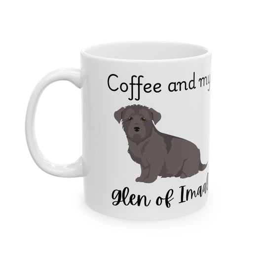 Coffee and My Glen Of Imaal Ceramic Mug | Dog Lover Gift, Pet Owner Cup, Cute Mug for Dog Moms, Funny Mug for Coffee Lovers