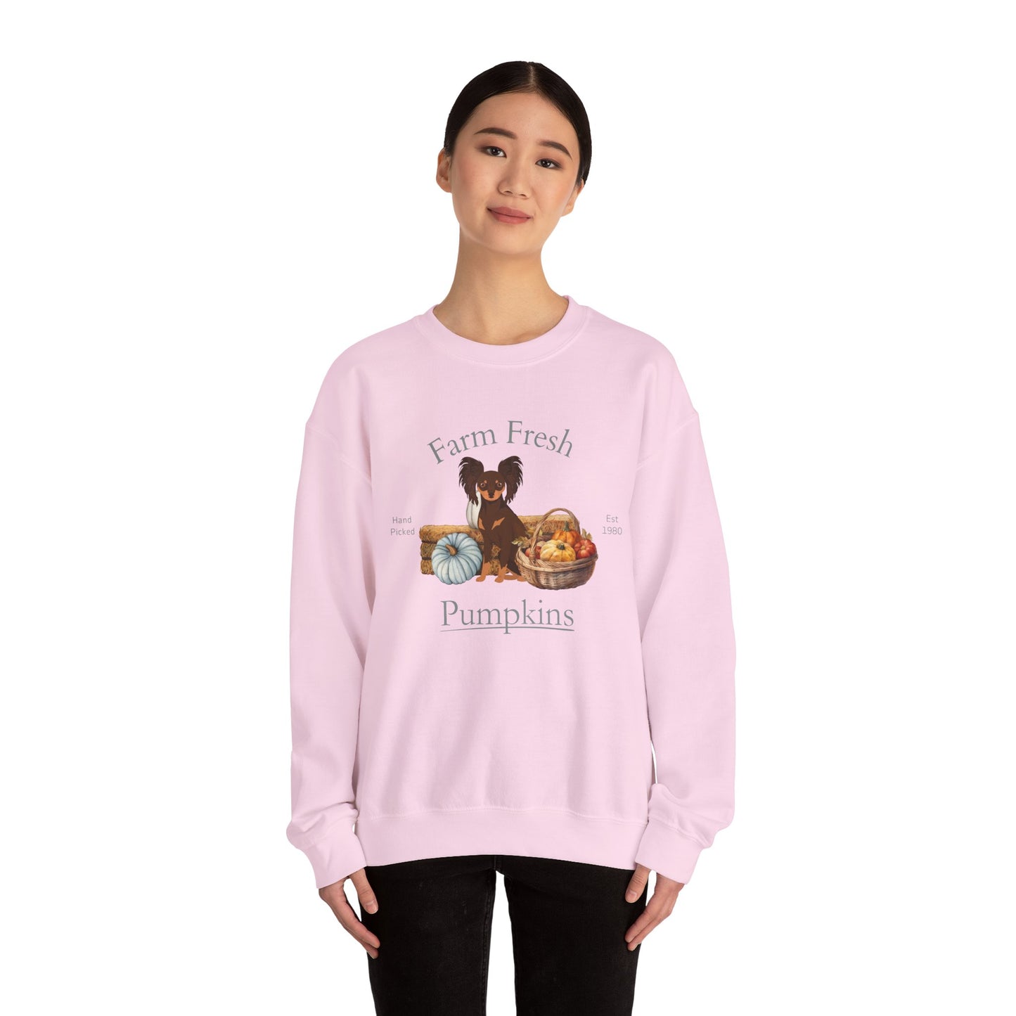 Russian Toy Terrier Dog Fall Farm Fresh Unisex Heavy Blend Crewneck Sweatshirt