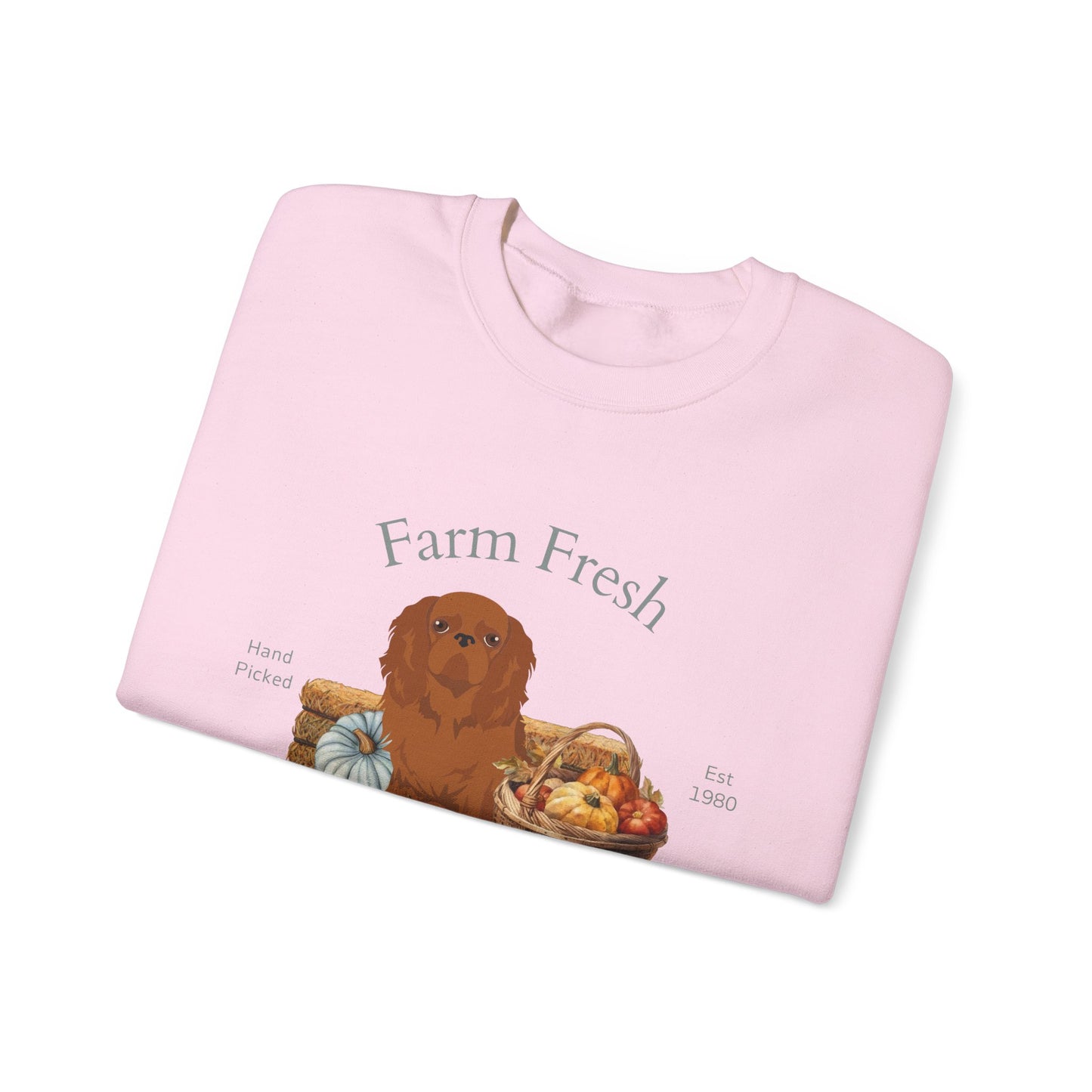 English Toy Spaniel Dog Fall Farm Fresh Unisex Heavy Blend Crewneck Sweatshirt