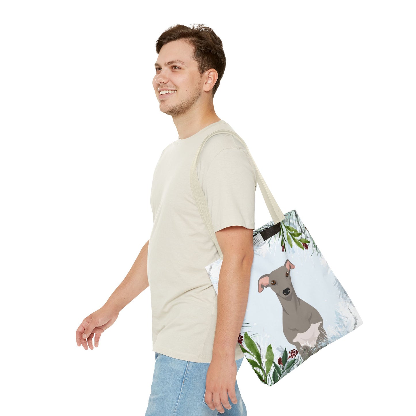 Whippet Dog Christmas Holiday Tote Bag 16x16