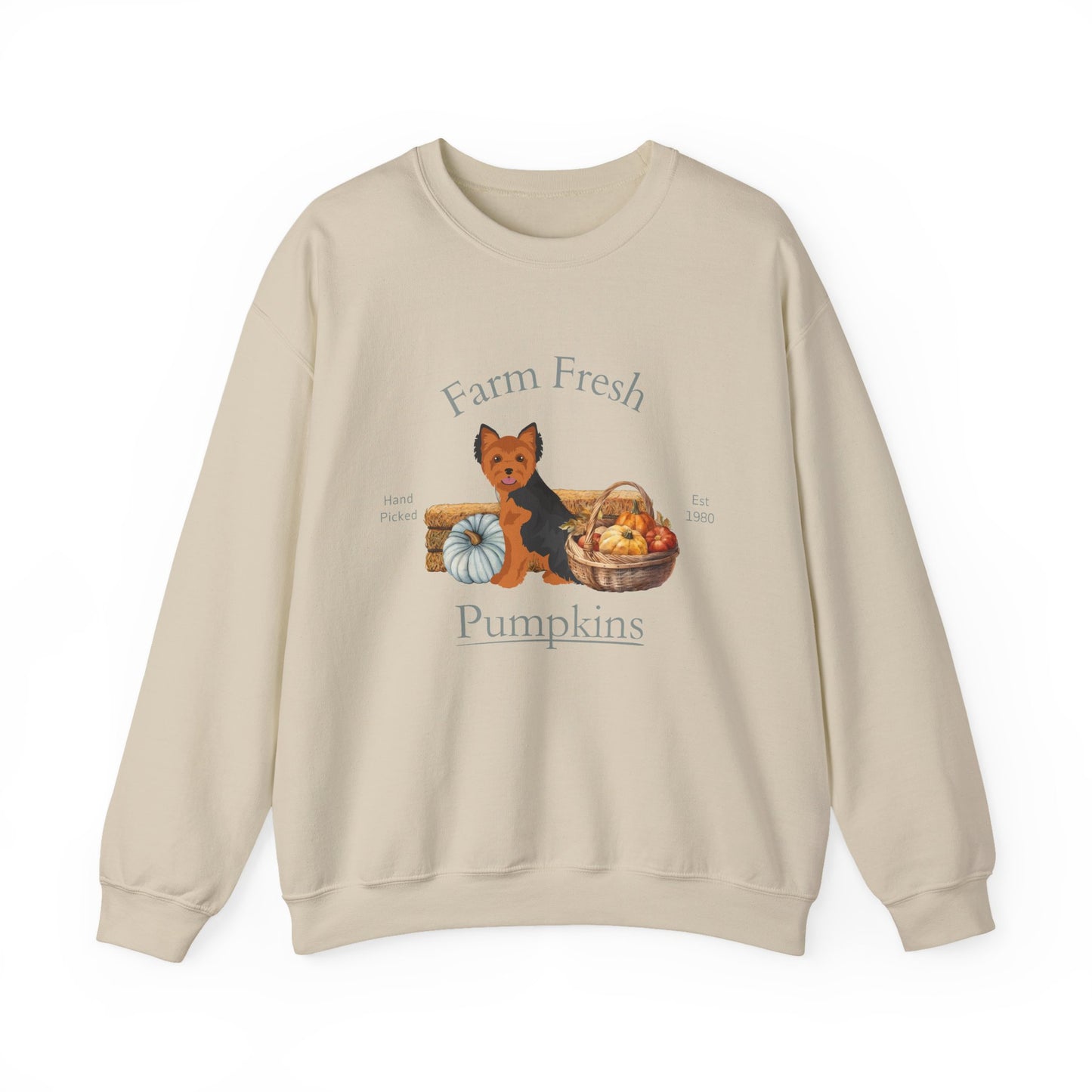 Yorkshire Terrier Dog Fall Farm Fresh Unisex Heavy Blend Crewneck Sweatshirt