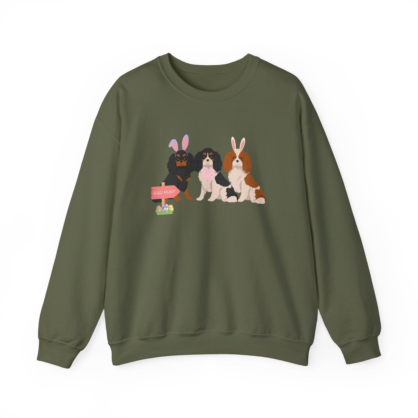 Cavalier King Charles Spaniel Dog Easter Unisex Heavy Blend Crewneck Sweatshirt, easter, Cute Dog Mom Gift
