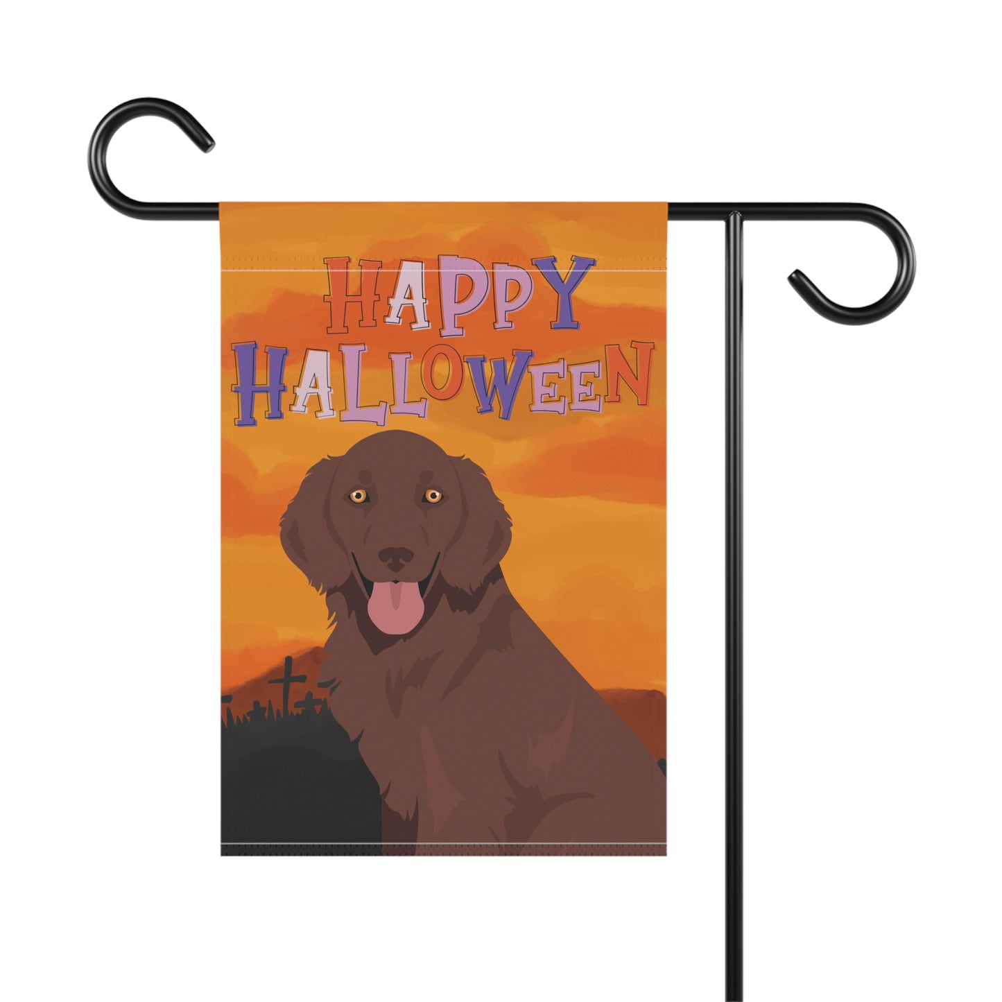 Flat Coated Retriever Dog Halloween Garden Flag