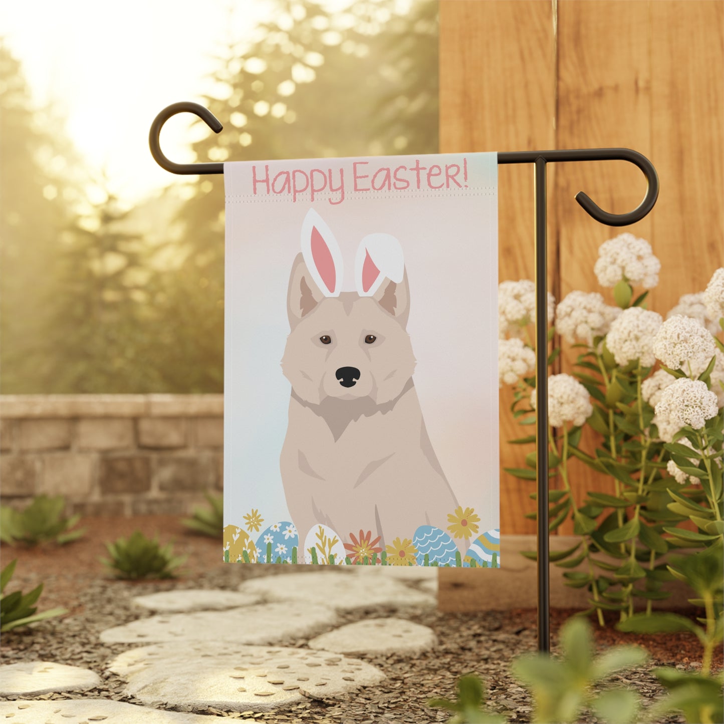 Alaskan Husky Dog Happy Easter Garden Flag