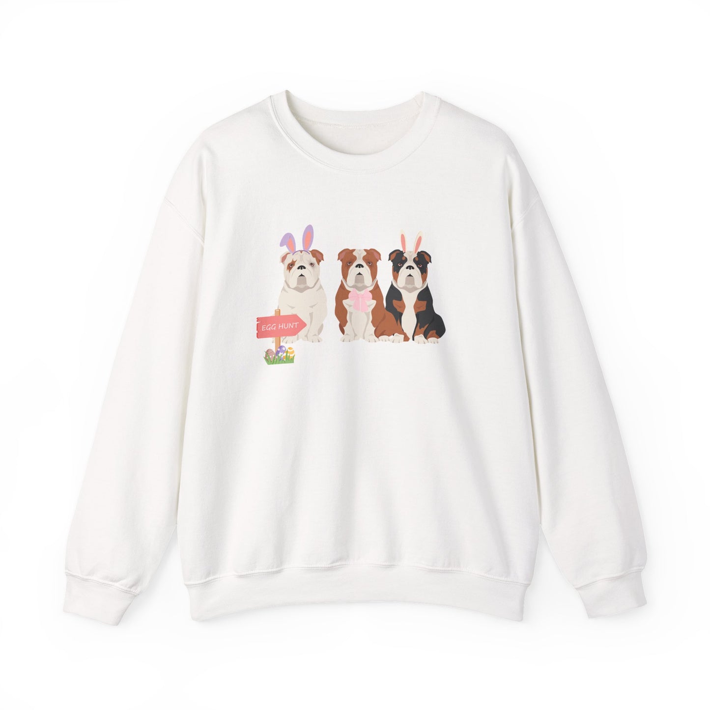 Bulldog Dog Easter Unisex Heavy Blend Crewneck Sweatshirt, Easter, Cute Dog Mom Gift