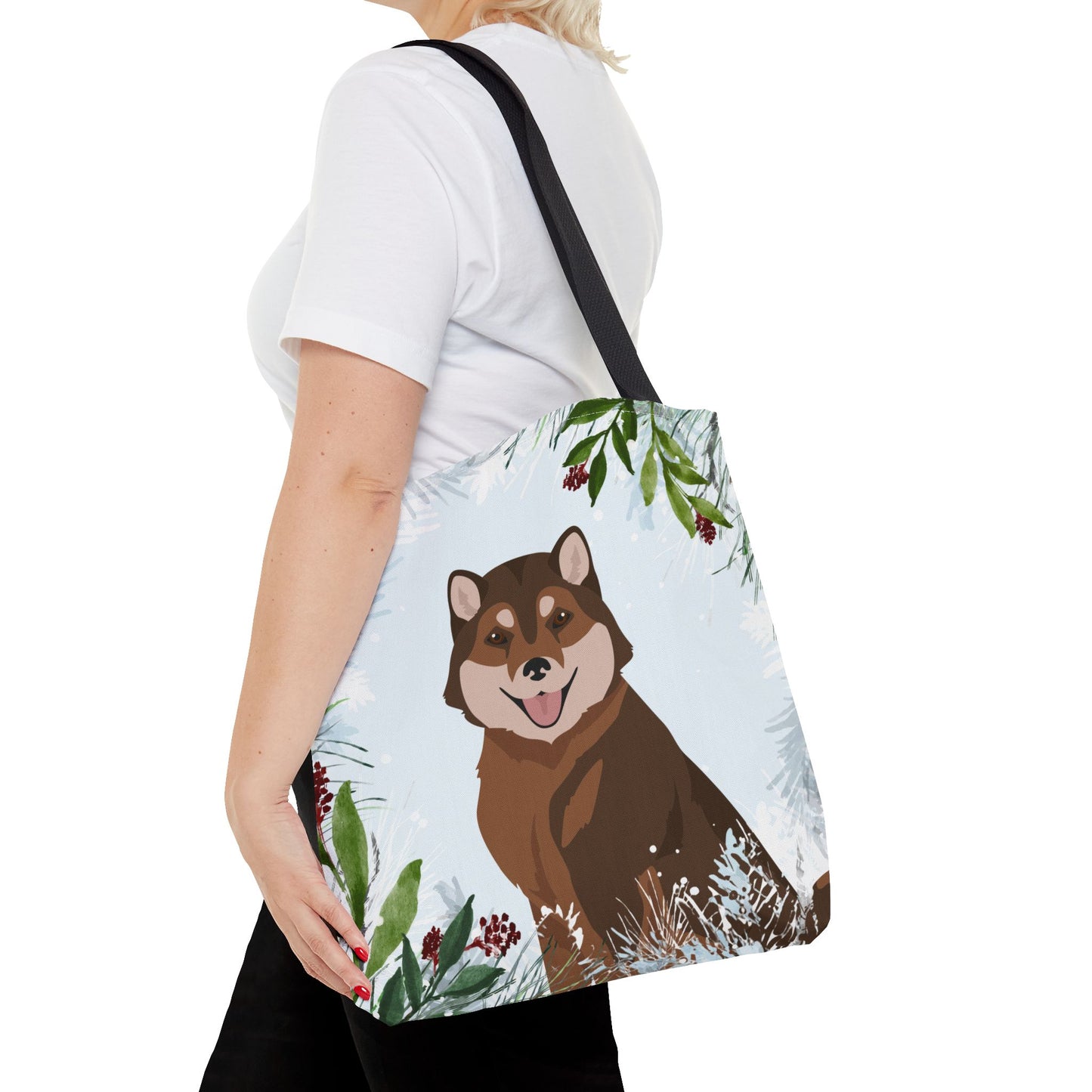 Hokkaido Dog Christmas Holiday Tote Bag 16x16