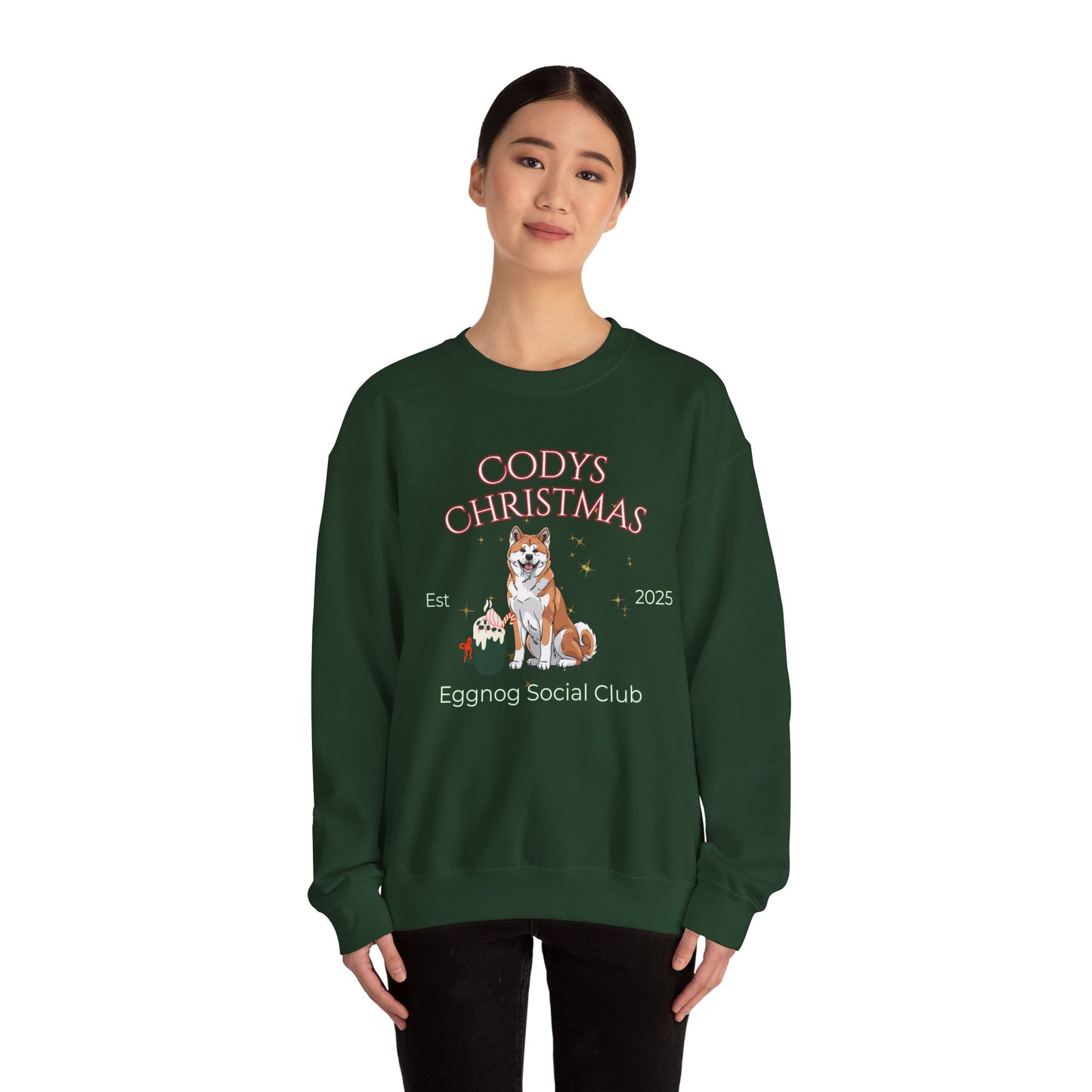 Japanese Akita Dog Christmas Social Club Unisex Heavy Blend Crewneck Sweatshirt Custom Name
