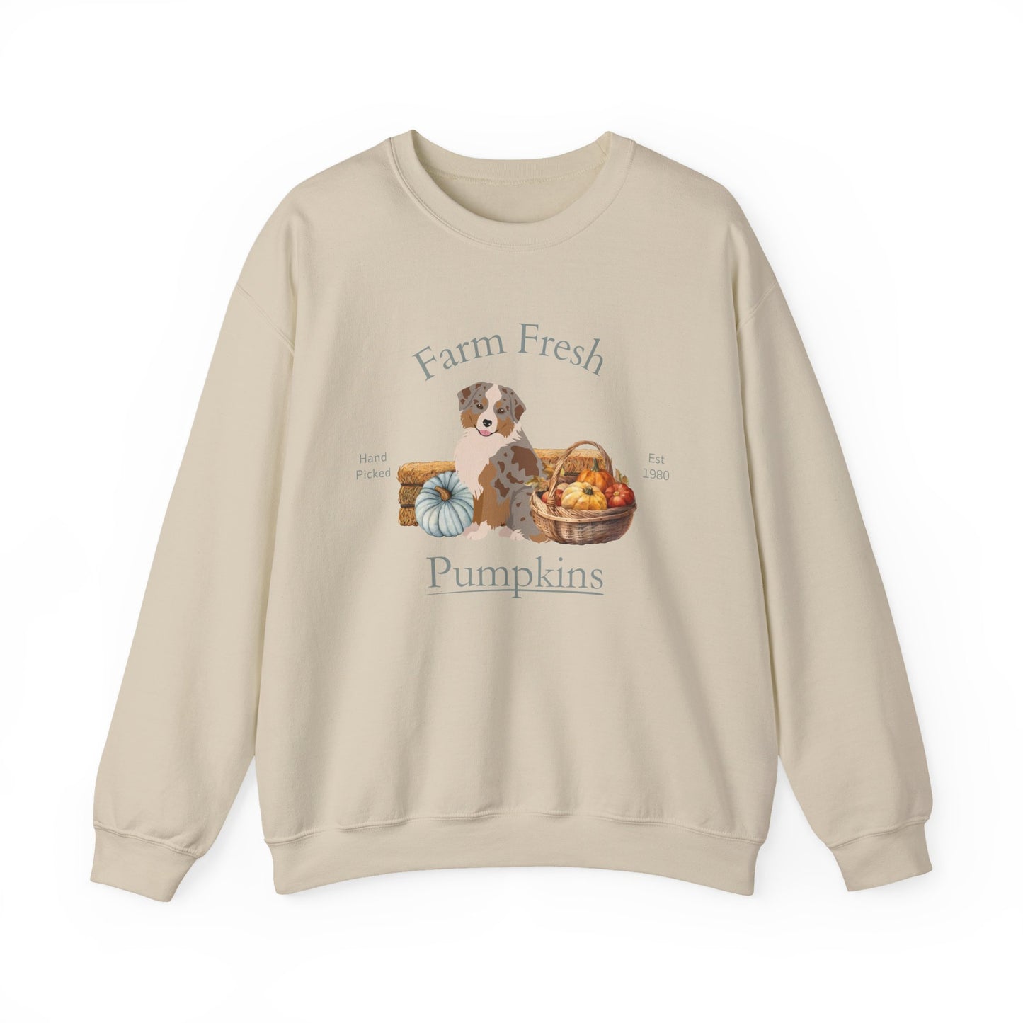 Miniature American Shepherd Dog Fall Farm Fresh Unisex Heavy Blend Crewneck Sweatshirt