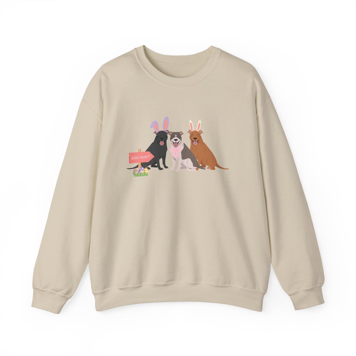 Pit Bull Dog Easter Unisex Heavy Blend Crewneck Sweatshirt, easter, Cute Dog Mom Gift