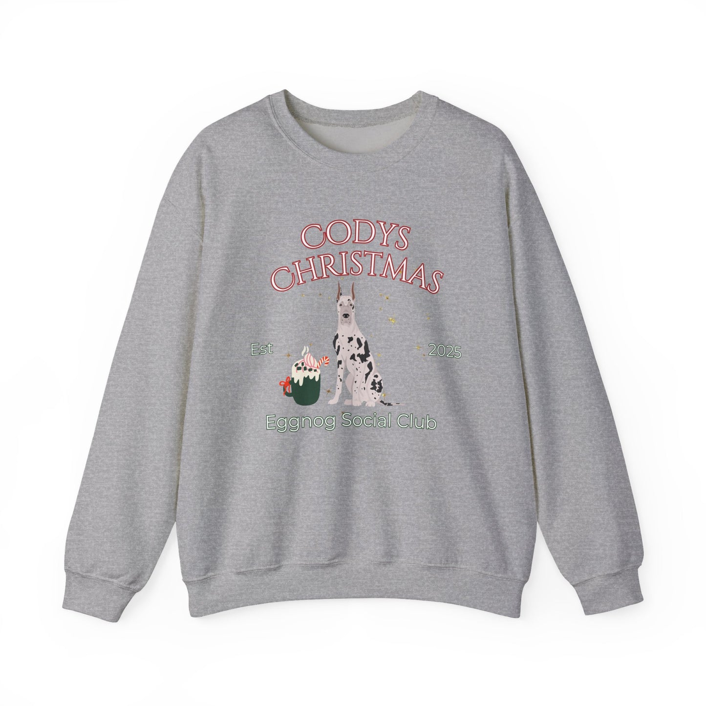 Great Dane Dog Christmas Social Club Unisex Heavy Blend Crewneck Sweatshirt Custom Name
