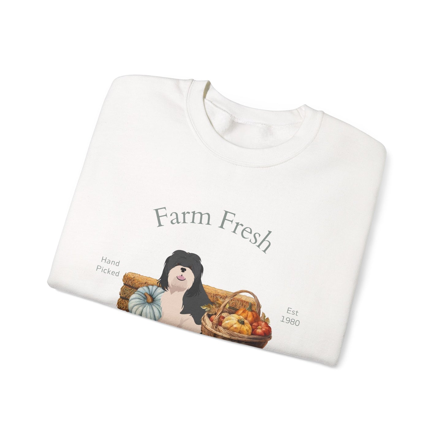 Lhasa Apso Dog Fall Farm Fresh Unisex Heavy Blend Crewneck Sweatshirt