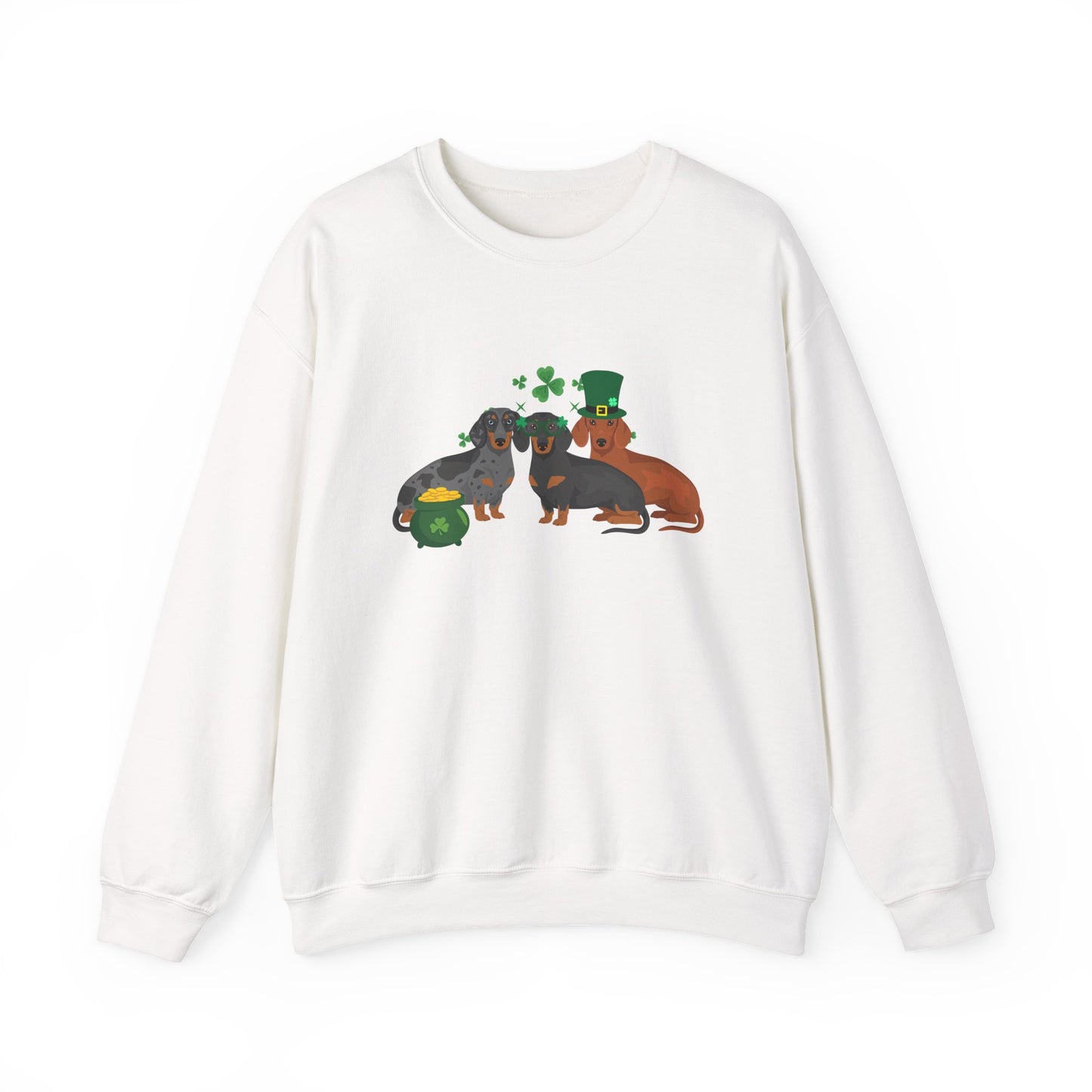 Dachshund Dog St Patricks Day Unisex Heavy Blend Crewneck Sweatshirt, St Pattys day, Cute Dog Mom Gift