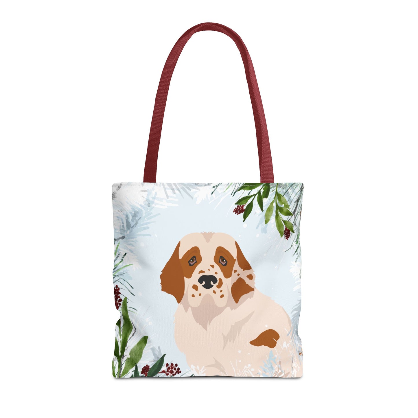 Clumber Spaniel Dog Christmas Holiday Tote Bag 16x16