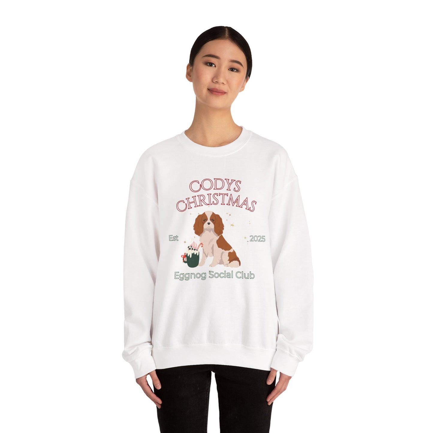 Cavalier King Charles Spaniel Dog Christmas Social Club Unisex Heavy Blend Crewneck Sweatshirt Custom Name