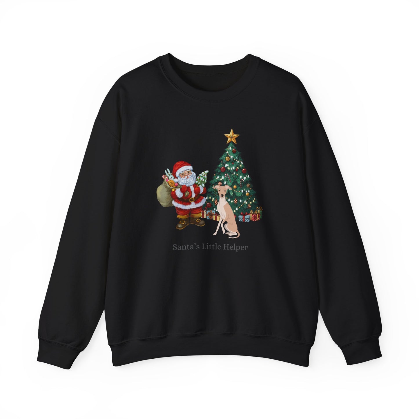 Italian Greyhound Dog Santa's Little Helper Unisex Heavy Blend Crewneck Sweatshirt