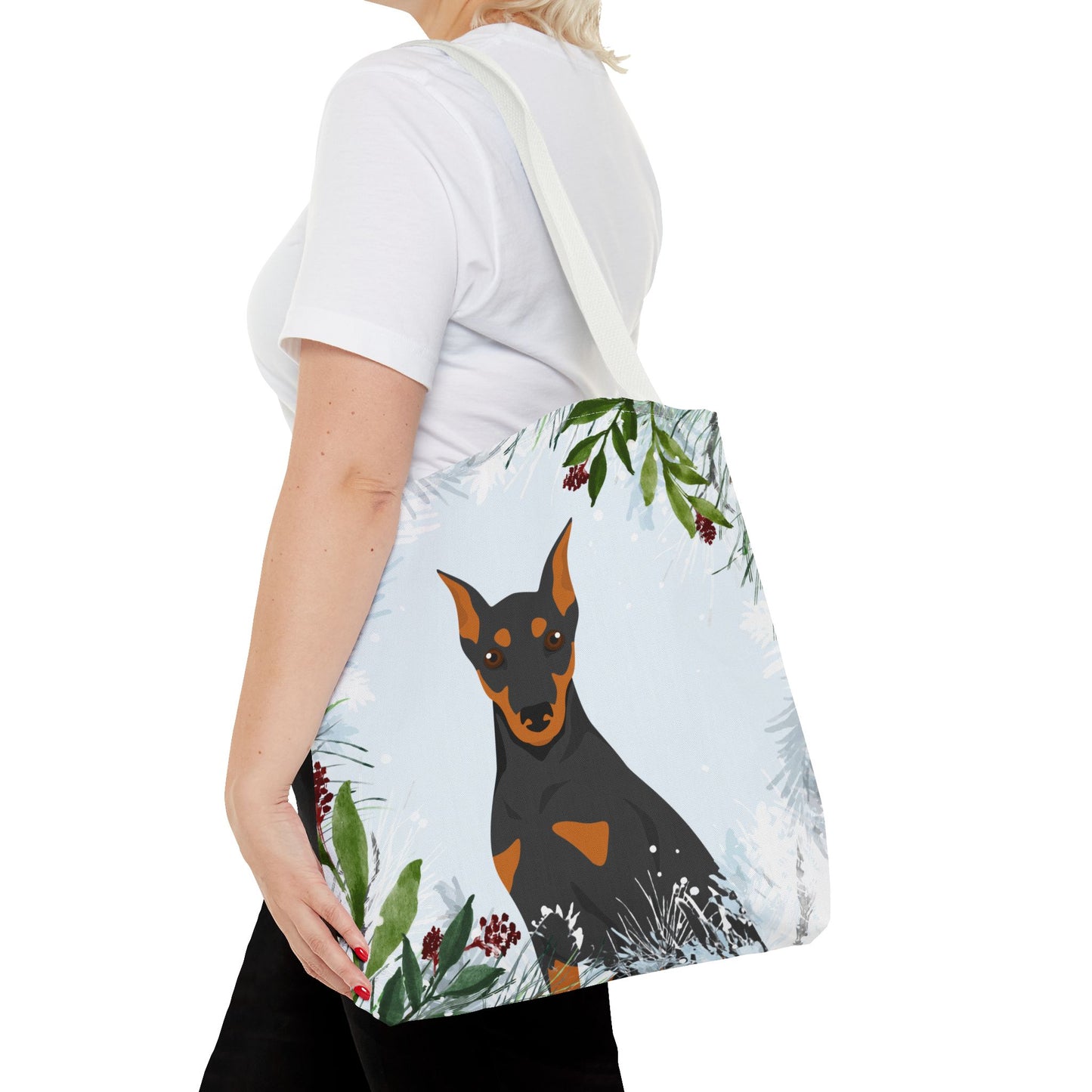 German Pinscher Dog Christmas Holiday Tote Bag 16x16