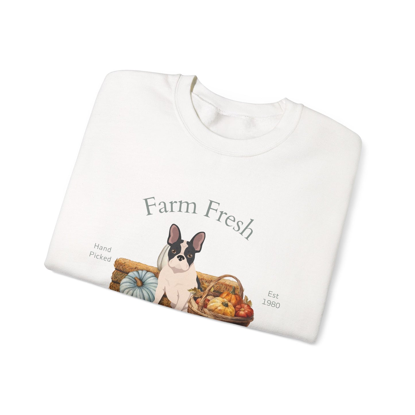 French Bulldog Dog Fall Farm Fresh Unisex Heavy Blend Crewneck Sweatshirt