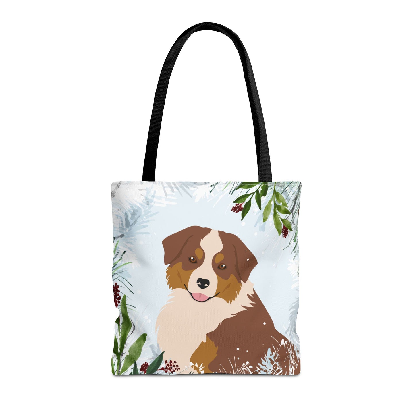 Miniature American Shepherd Dog Christmas Holiday Tote Bag 16x16