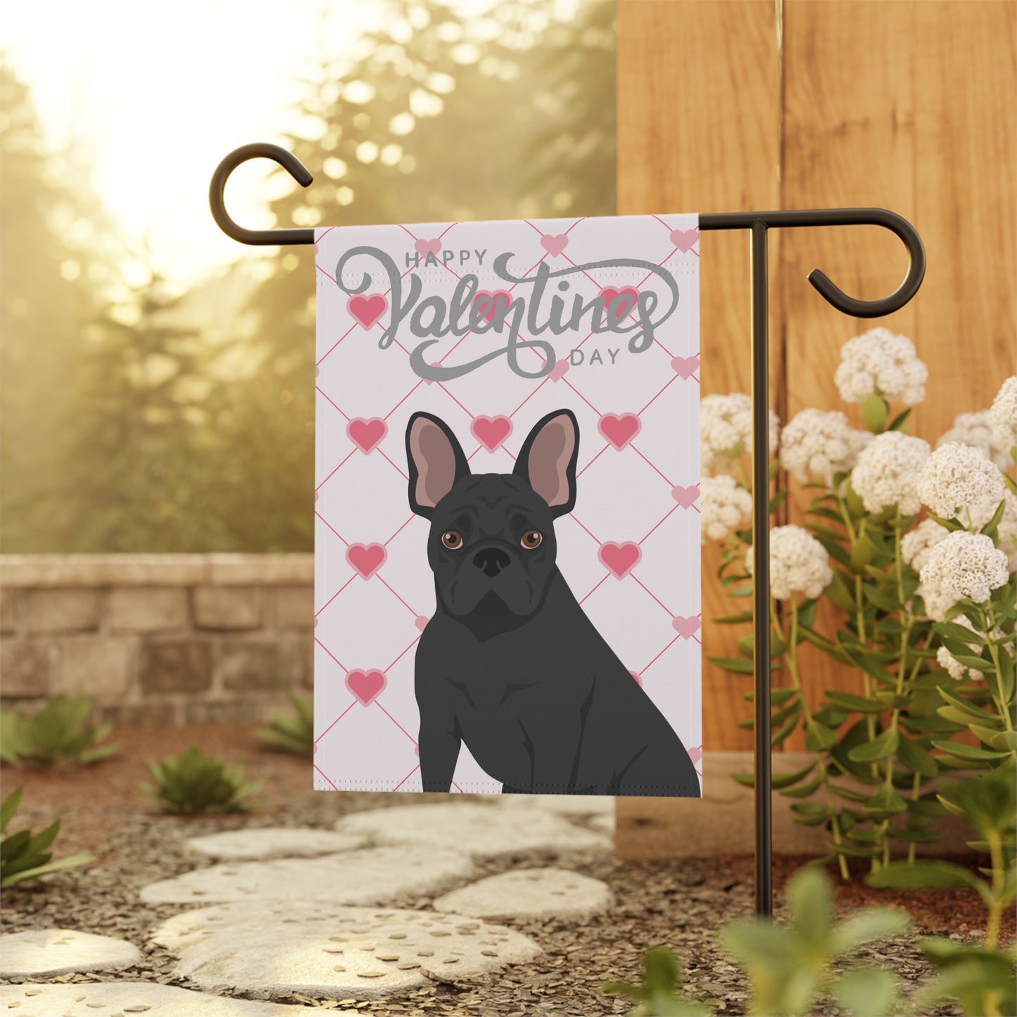 French Bulldog Dog Valentines Day Garden Flag