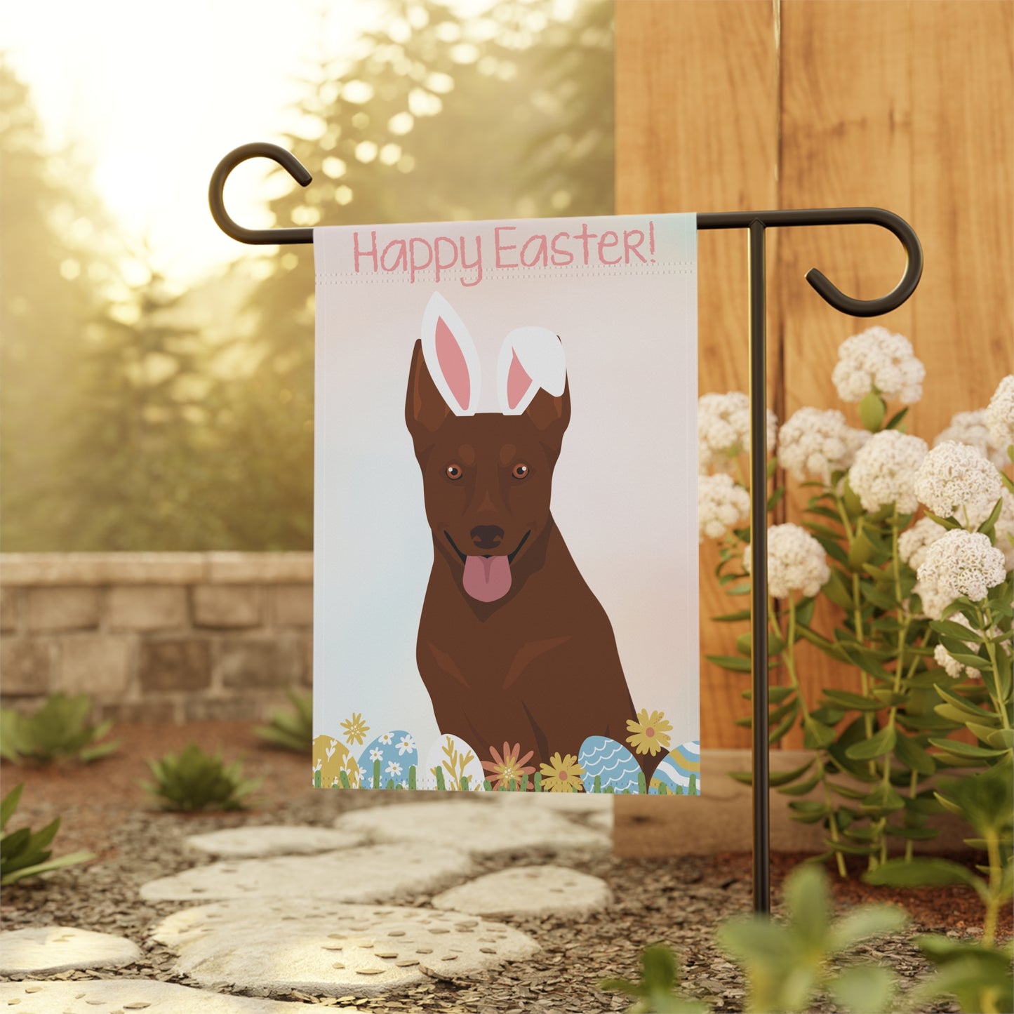 Australian Kelpie Dog Happy Easter Garden Flag
