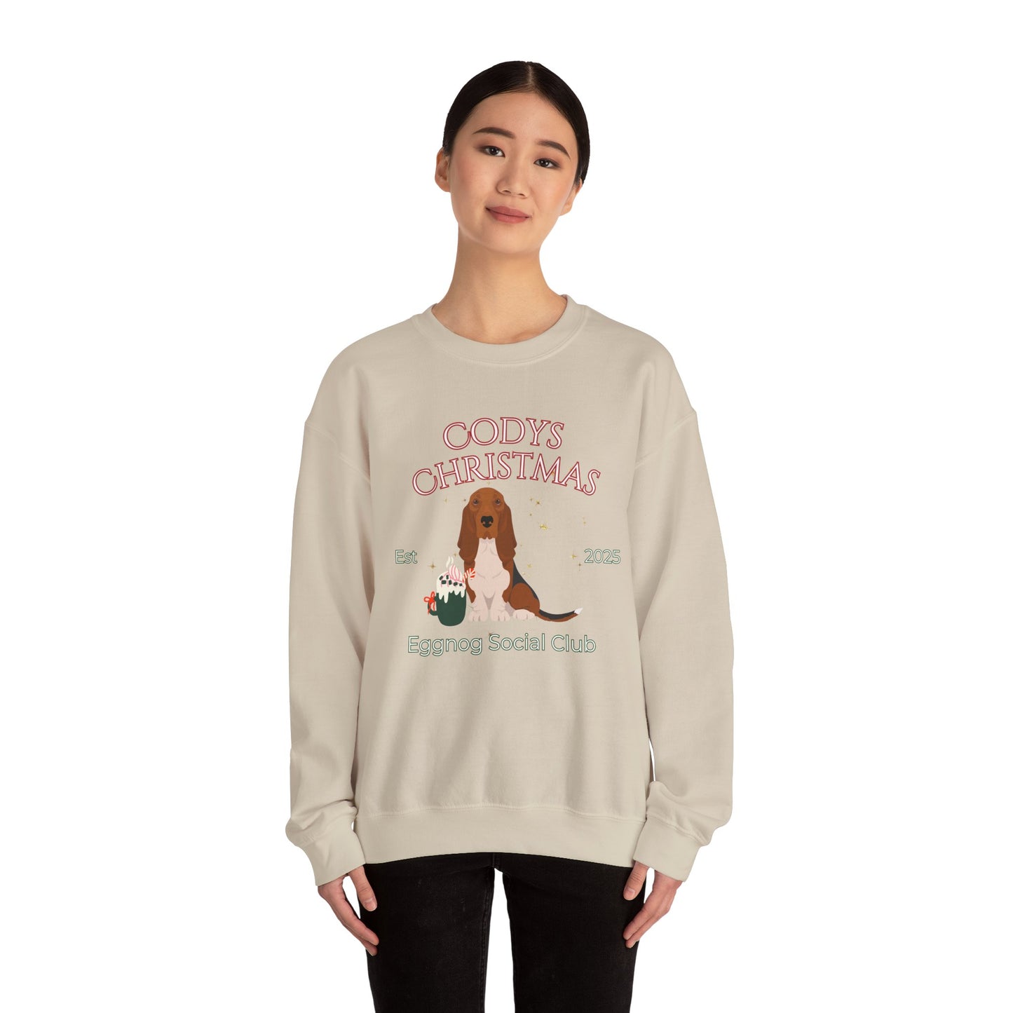 Basset Hound Dog Christmas Social Club Unisex Heavy Blend Crewneck Sweatshirt Custom Name