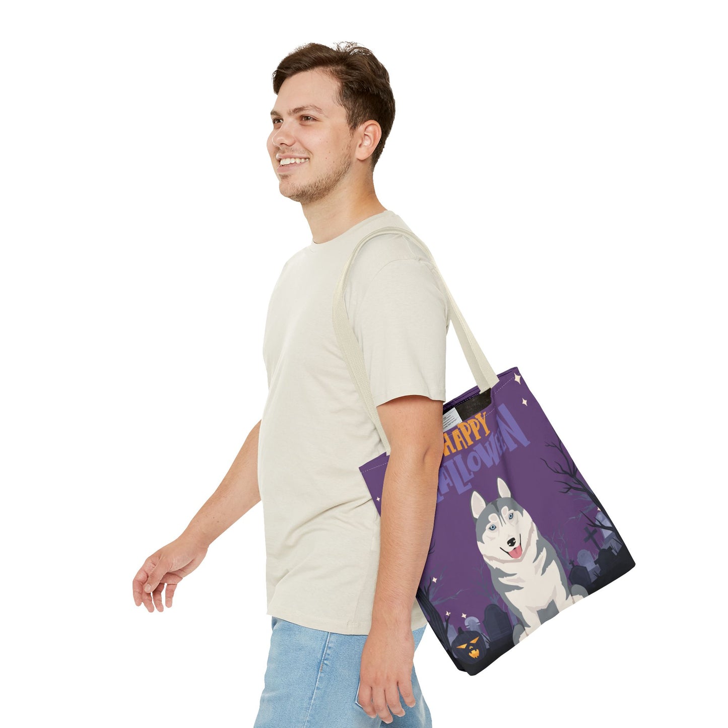 Siberian Husky Dog Happy Halloween Tote Bag 16x16