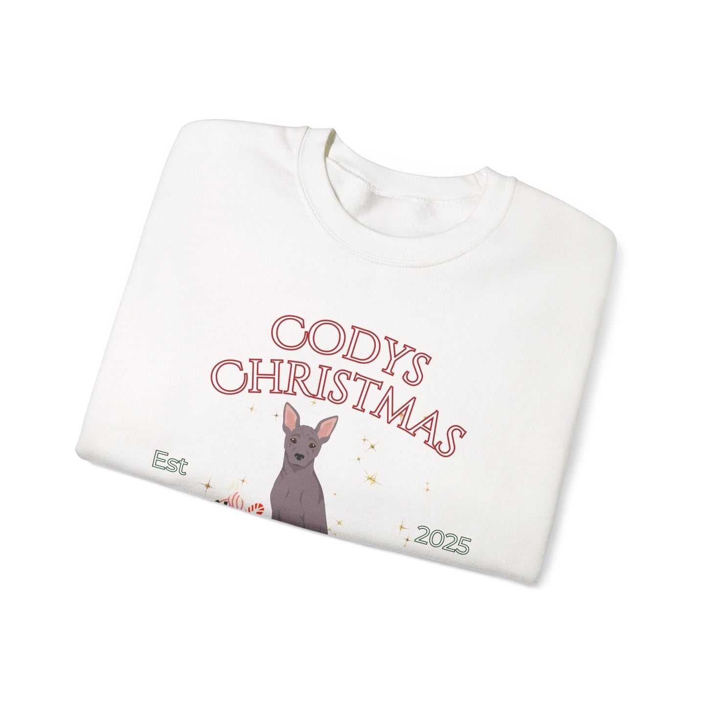 American Hairless Terrier Dog Christmas Social Club Unisex Heavy Blend Crewneck Sweatshirt Custom Name