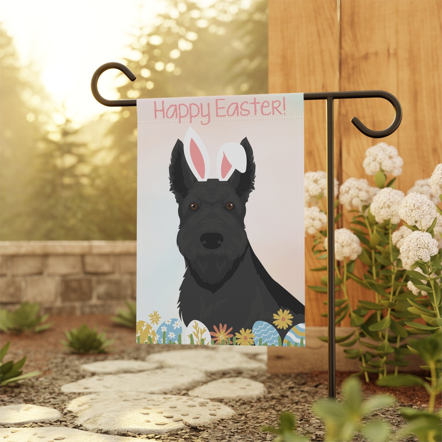 Scottish Terrier Dog Happy Easter Garden Flag