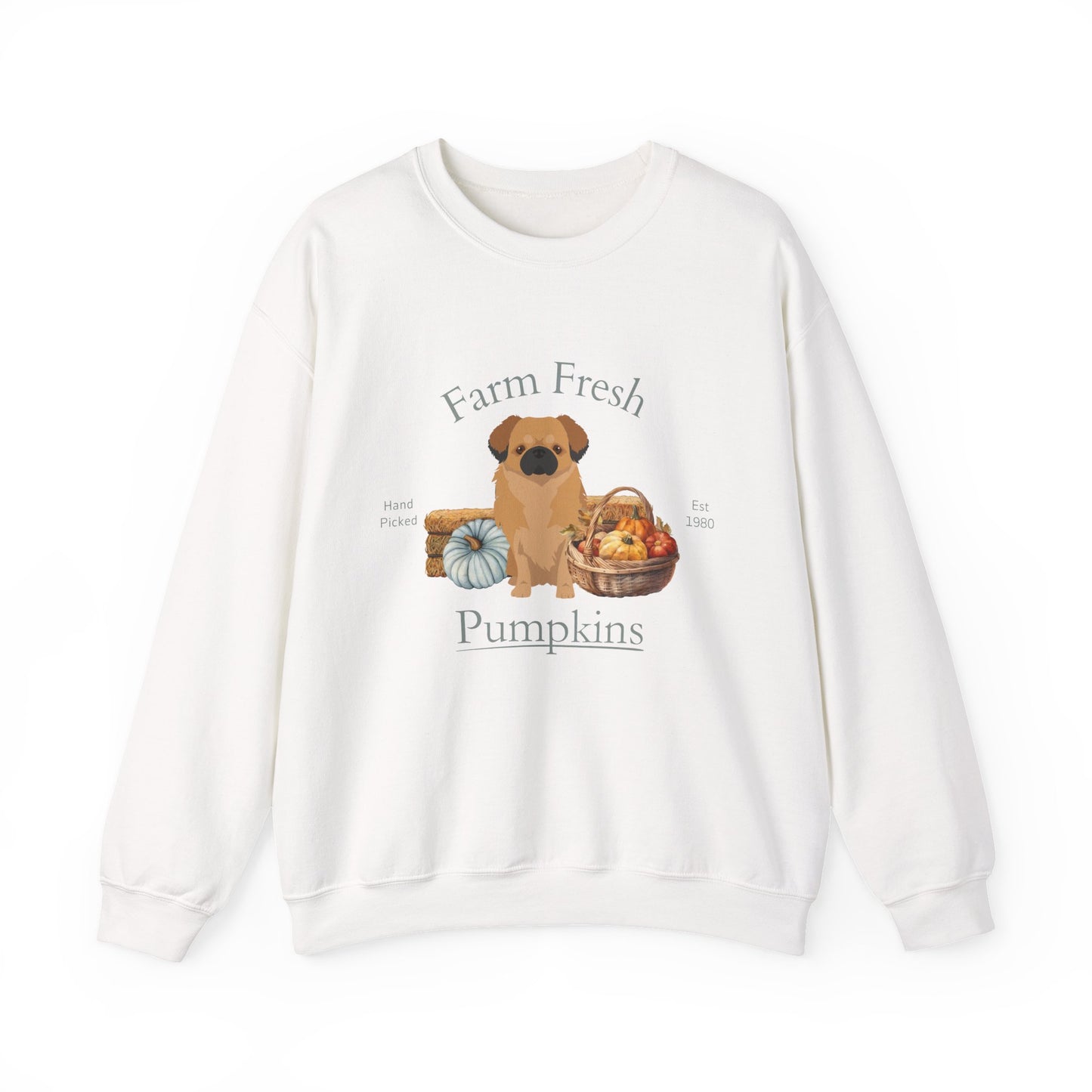 Tibetan Spaniel Dog Fall Farm Fresh Unisex Heavy Blend Crewneck Sweatshirt