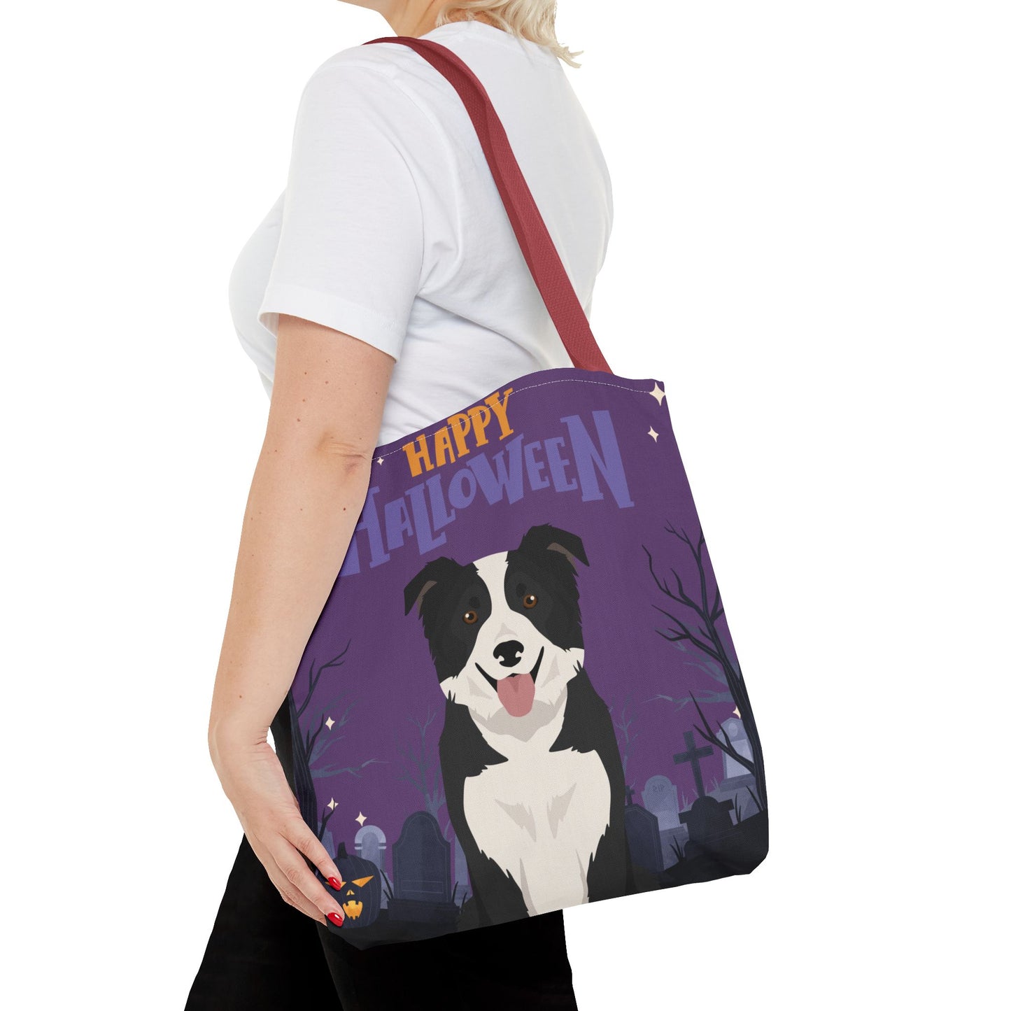 Border Collie Dog Happy Halloween Tote Bag 16x16