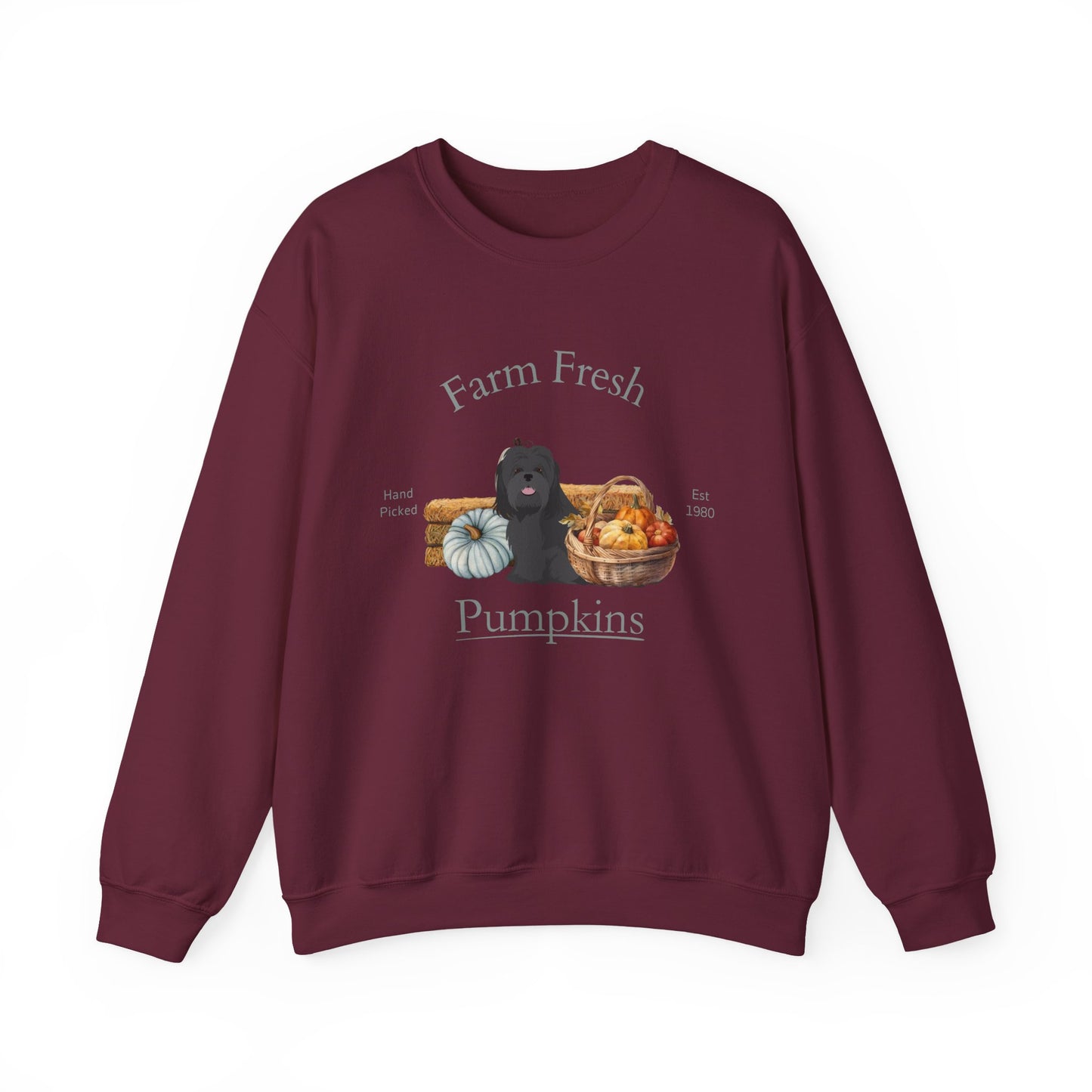 Lhasa Apso Dog Fall Farm Fresh Unisex Heavy Blend Crewneck Sweatshirt