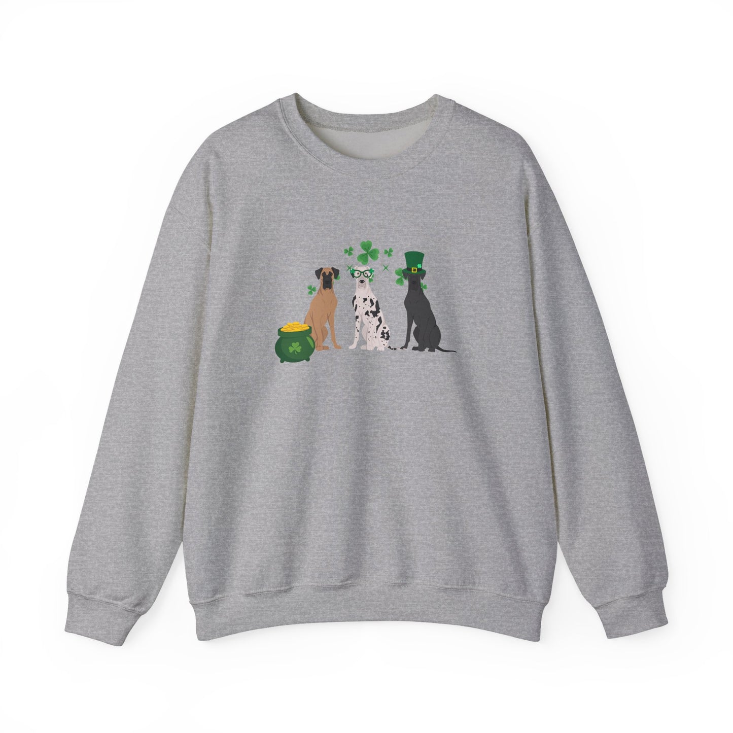 Great Dane Dog St Patricks Day Unisex Heavy Blend Crewneck Sweatshirt, St Pattys day, Cute Dog Mom Gift