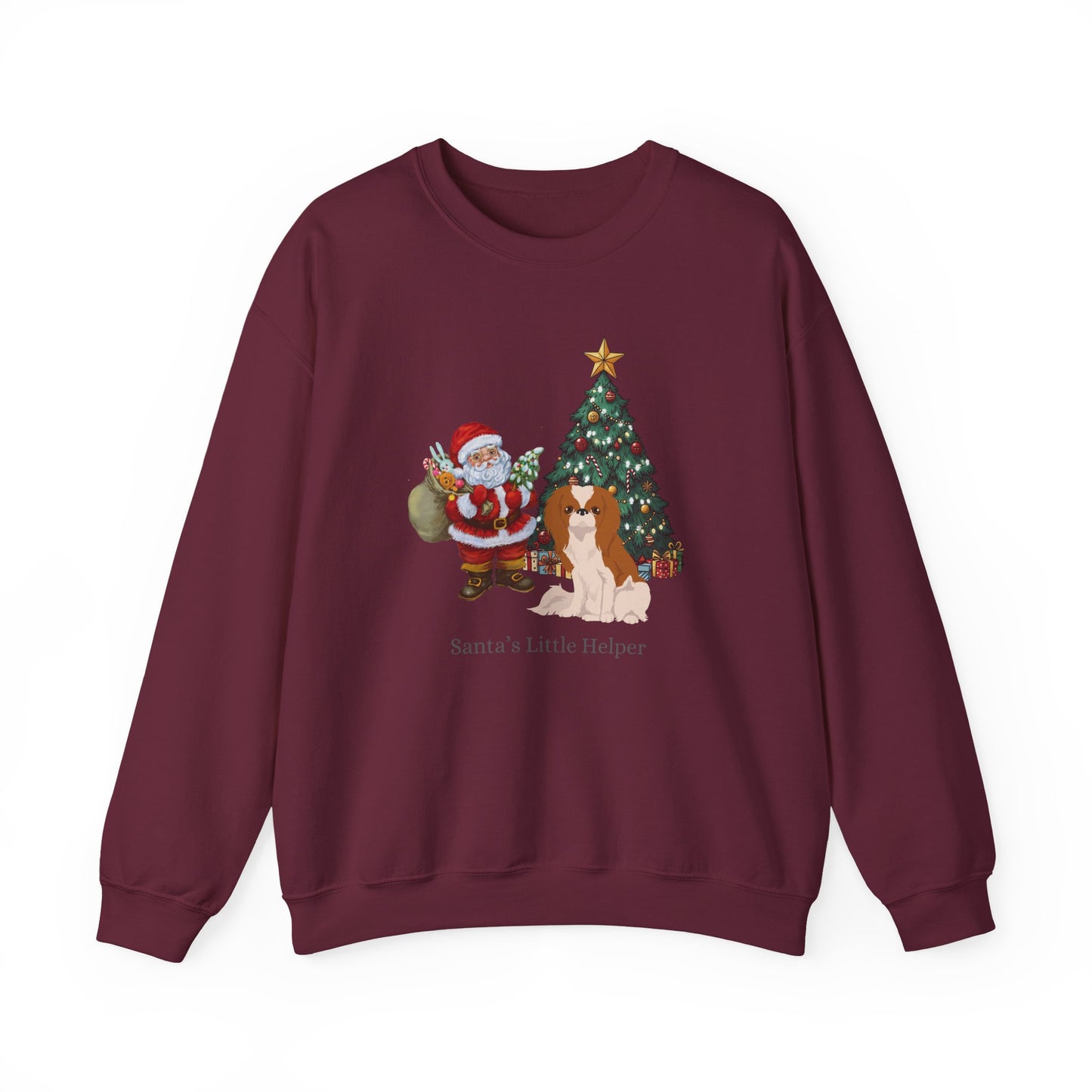 Japanese Chin Dog Santa's Little Helper Unisex Heavy Blend Crewneck Sweatshirt