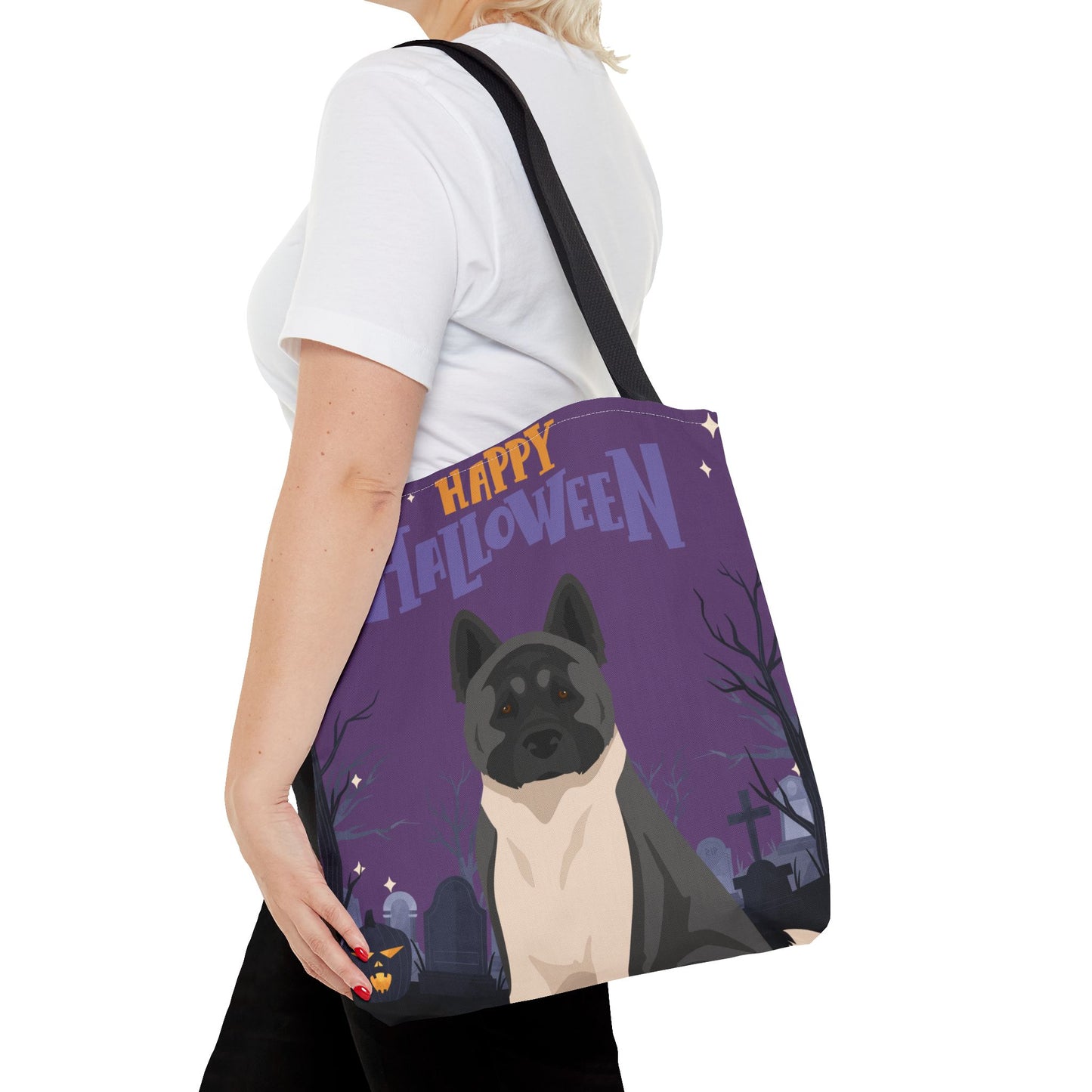 American Akita Dog Happy Halloween Tote Bag 16x16