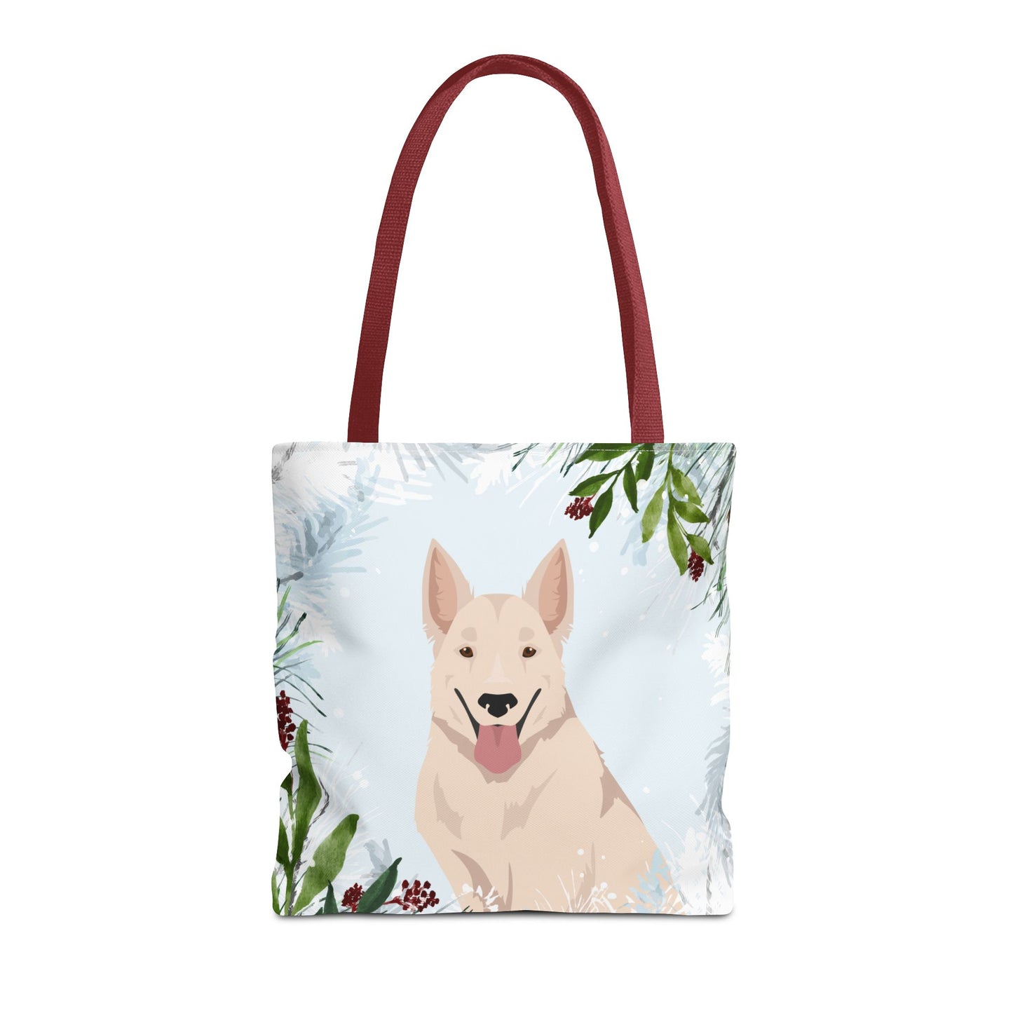 White Swiss Shepherd Dog Christmas Holiday Tote Bag 16x16