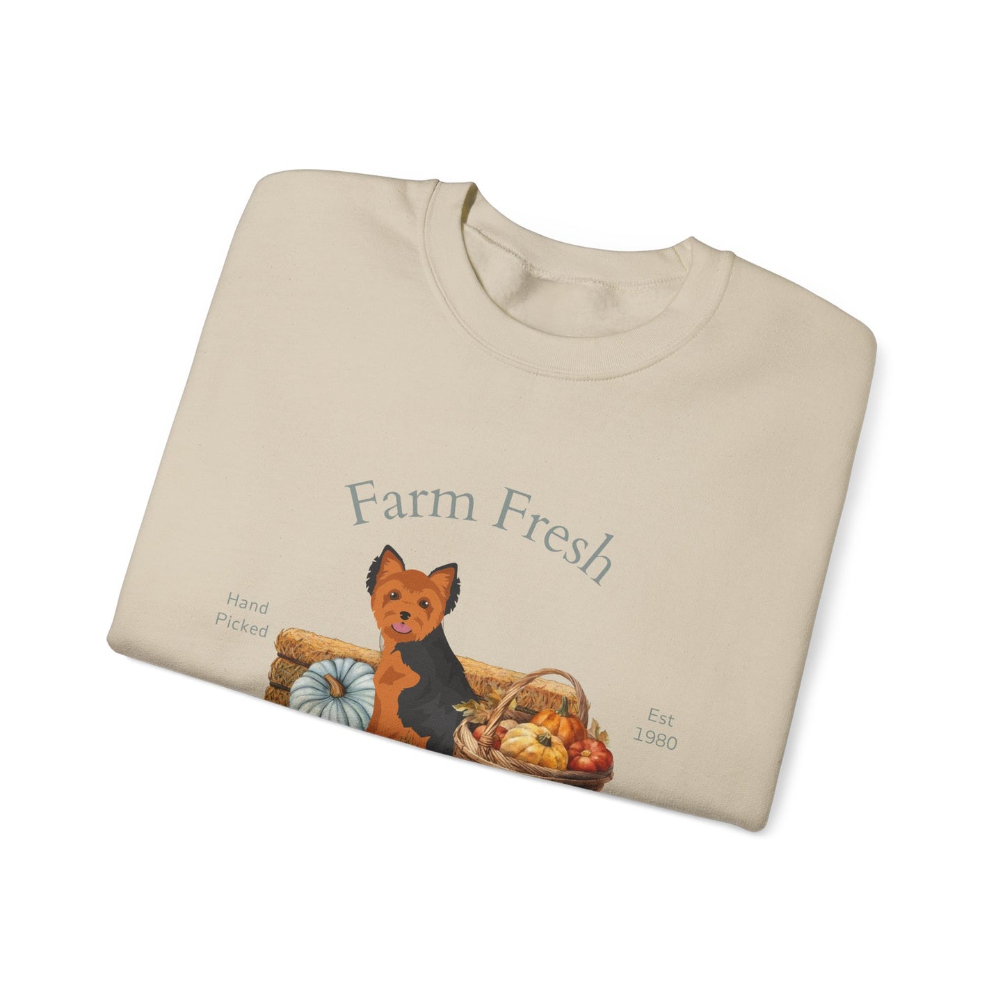 Yorkshire Terrier Dog Fall Farm Fresh Unisex Heavy Blend Crewneck Sweatshirt