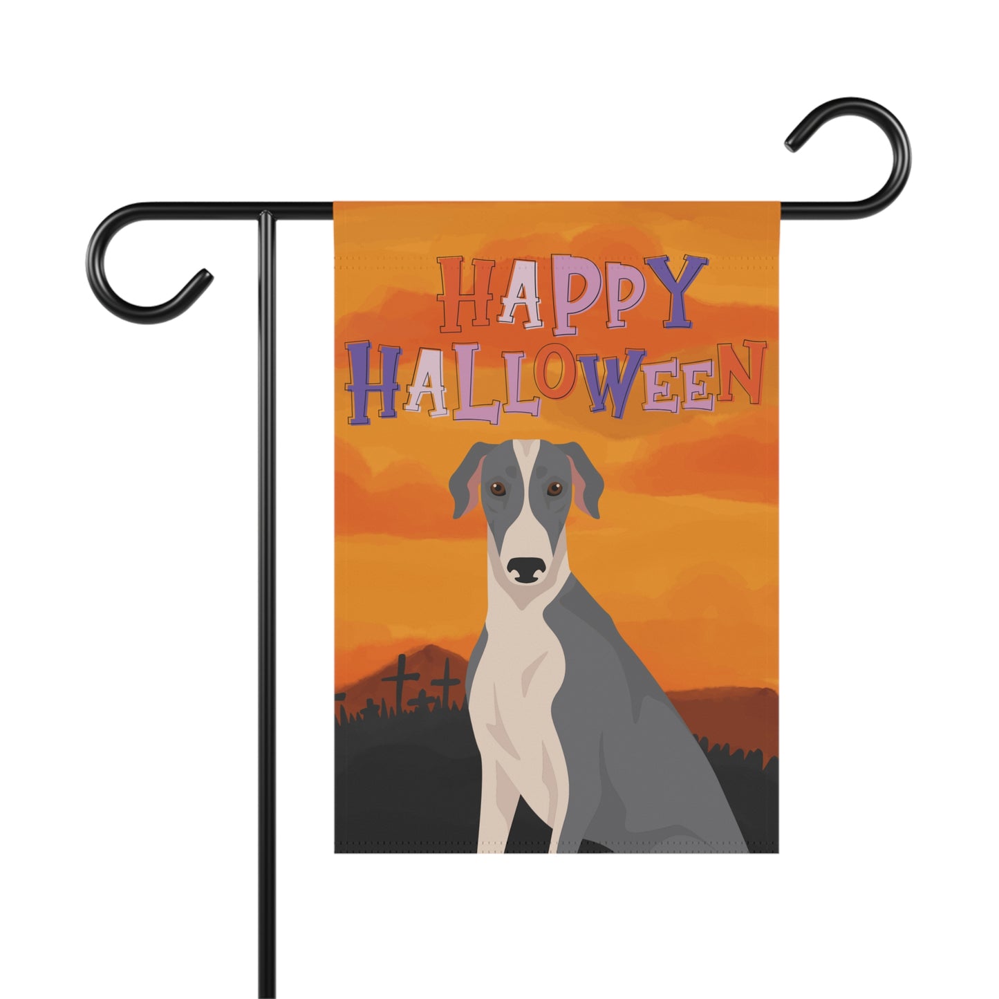 Greyhound Dog Halloween Garden Flag