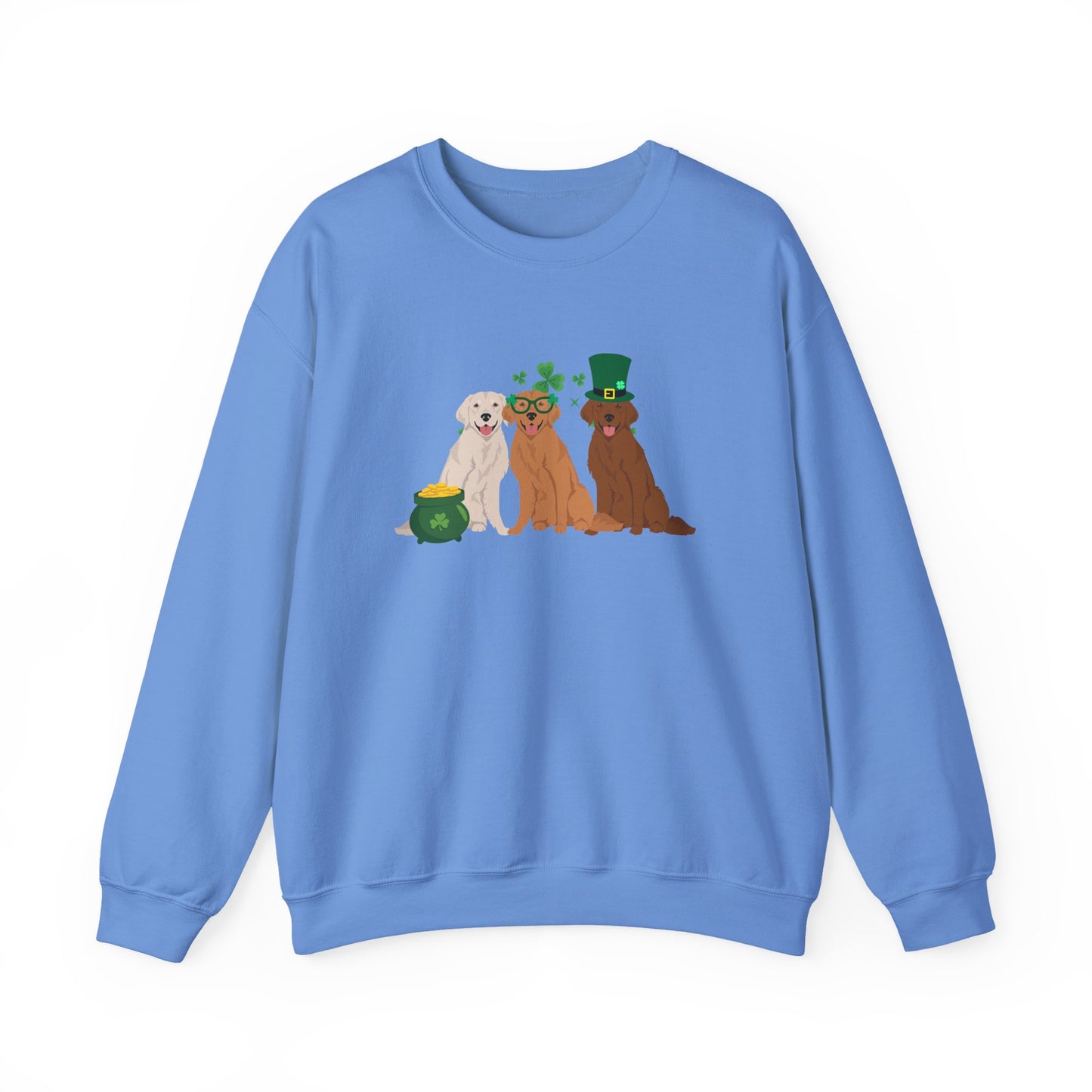 Golden Retriever Dog St Patricks Day Unisex Heavy Blend Crewneck Sweatshirt, St Pattys day, Cute Dog Mom Gift