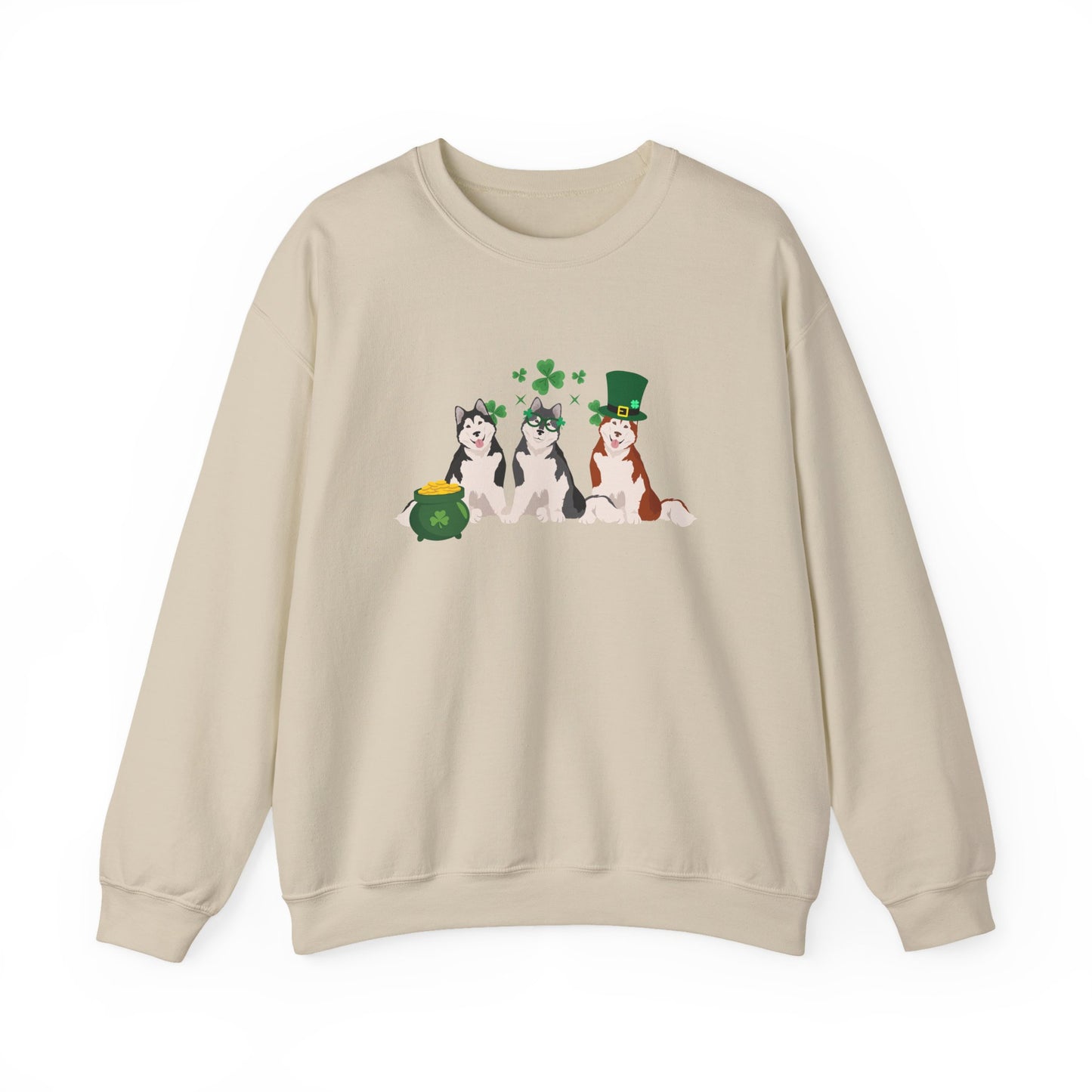 Alaskan Malamute Dog St Patricks Day Unisex Heavy Blend Crewneck Sweatshirt, St Pattys day, Cute Dog Mom Gift