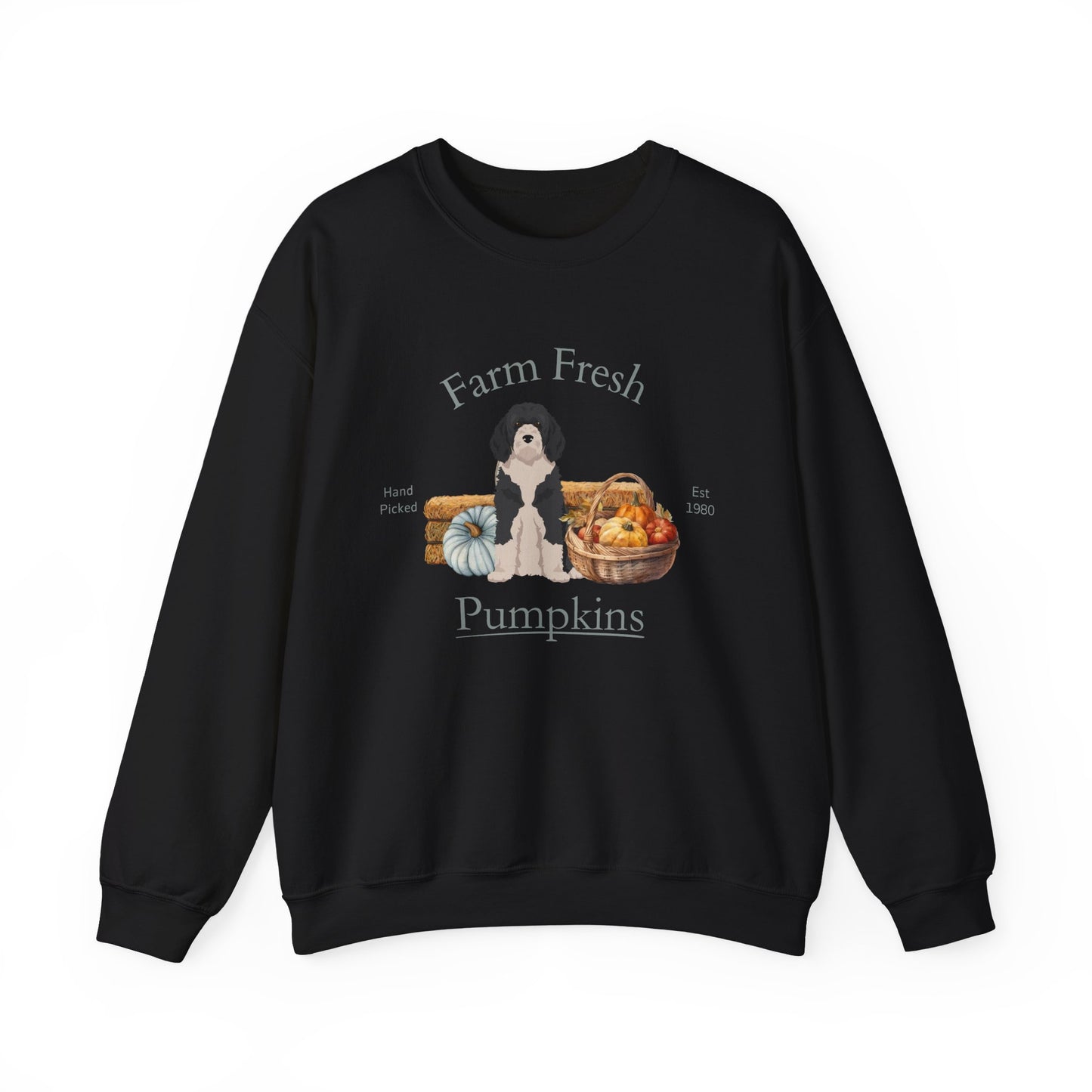 Portuguese Water Dog Dog Fall Farm Fresh Unisex Heavy Blend Crewneck Sweatshirt