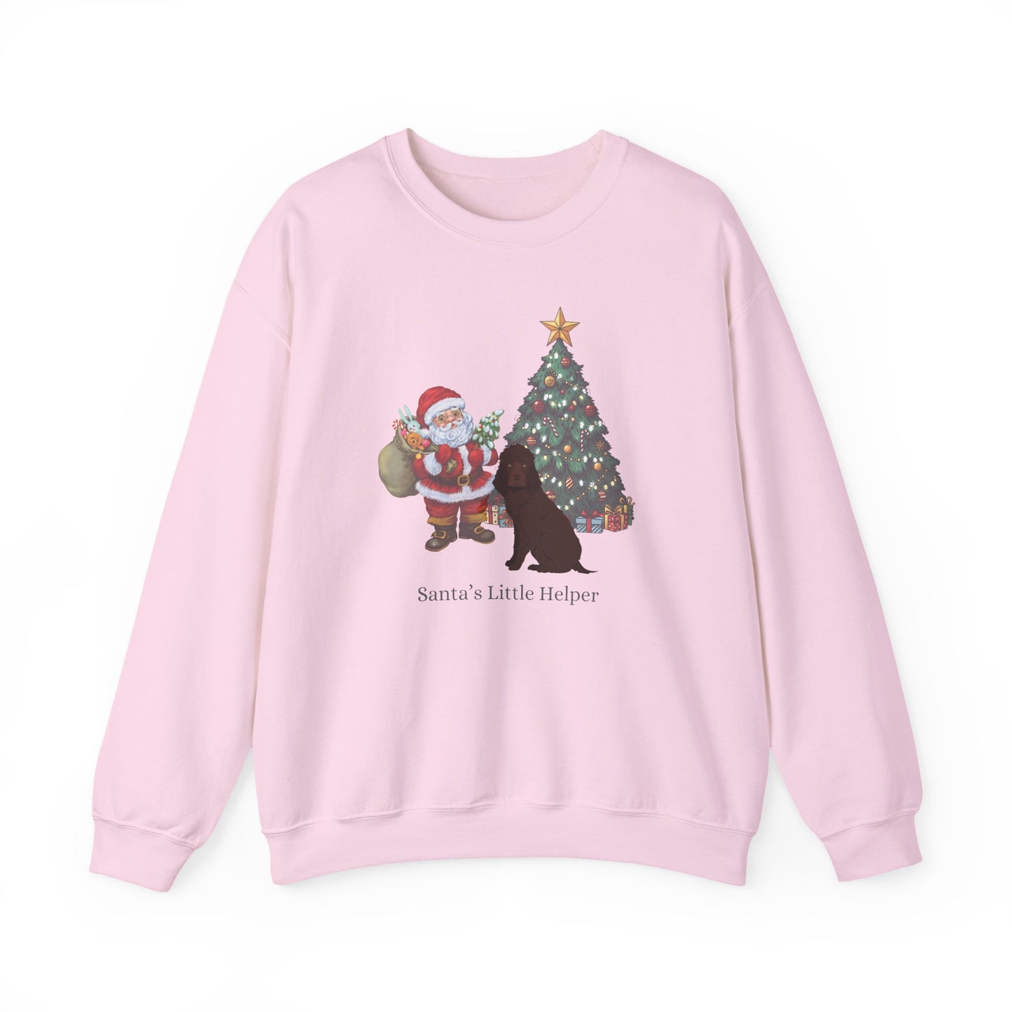 Irish Water Spaniel Dog Santa's Little Helper Unisex Heavy Blend Crewneck Sweatshirt