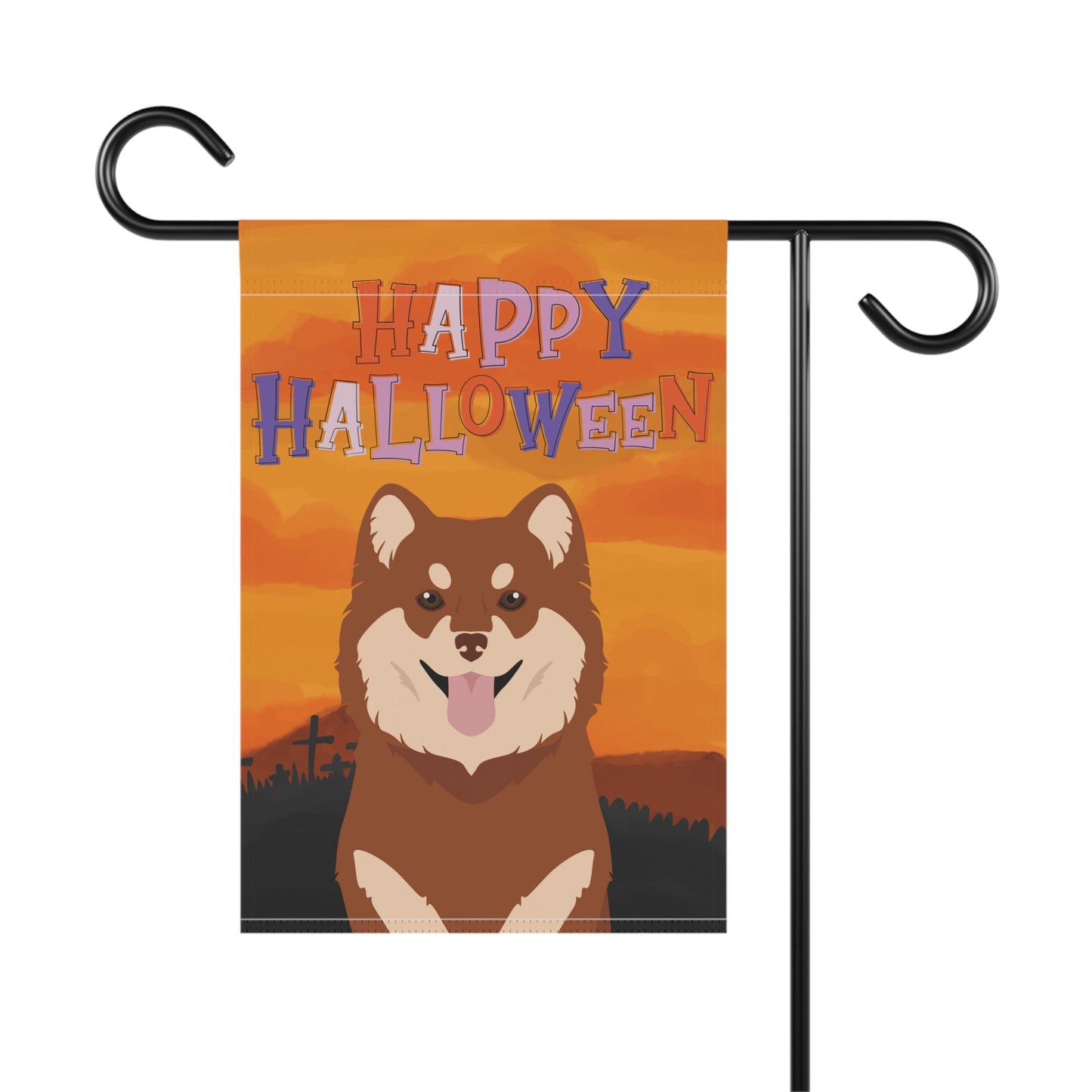 Finnish Lapphund Dog Halloween Garden Flag