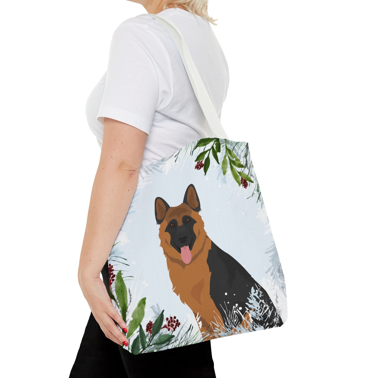 German Shepherd Dog Christmas Holiday Tote Bag 16x16