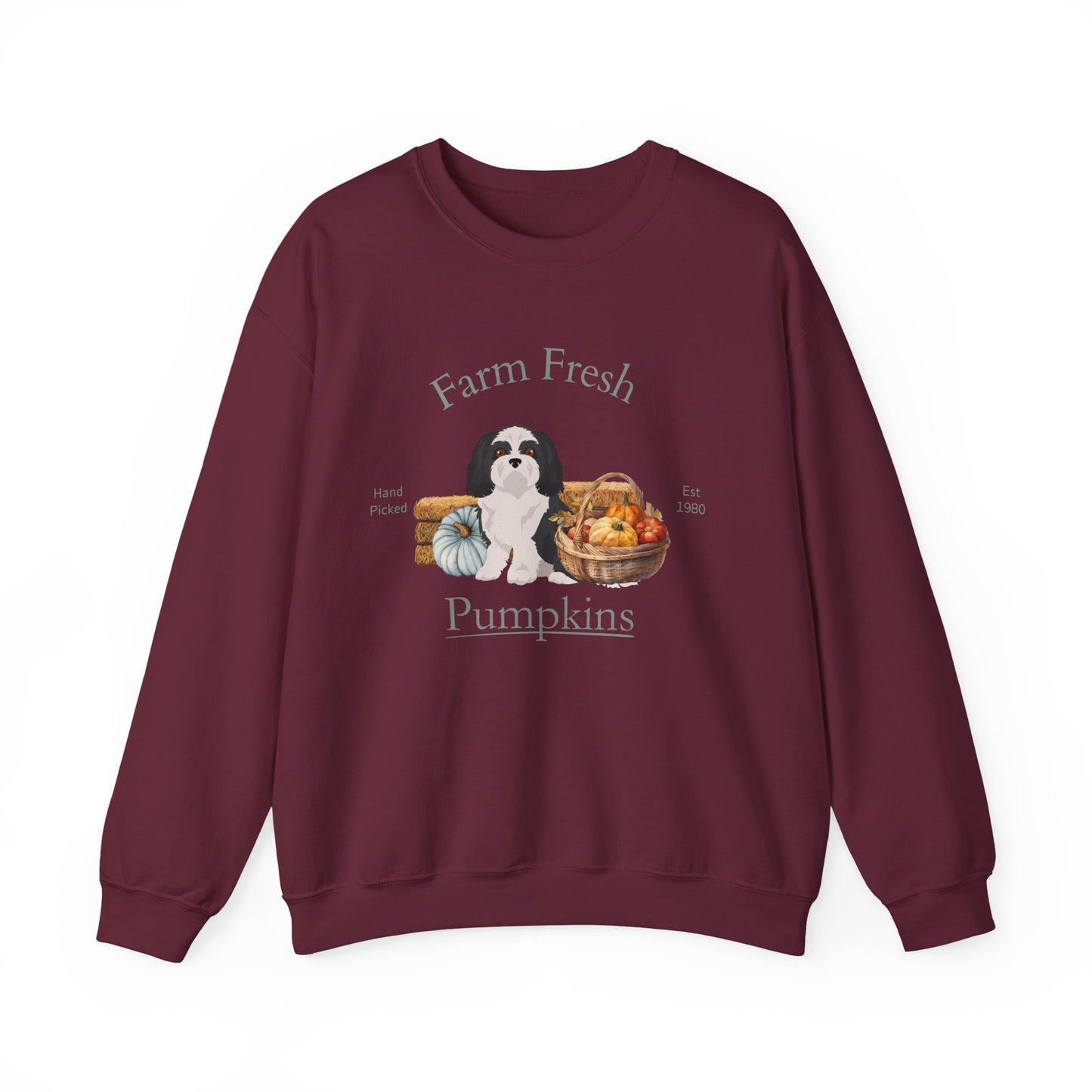 Shih Tzu Dog Fall Farm Fresh Unisex Heavy Blend Crewneck Sweatshirt